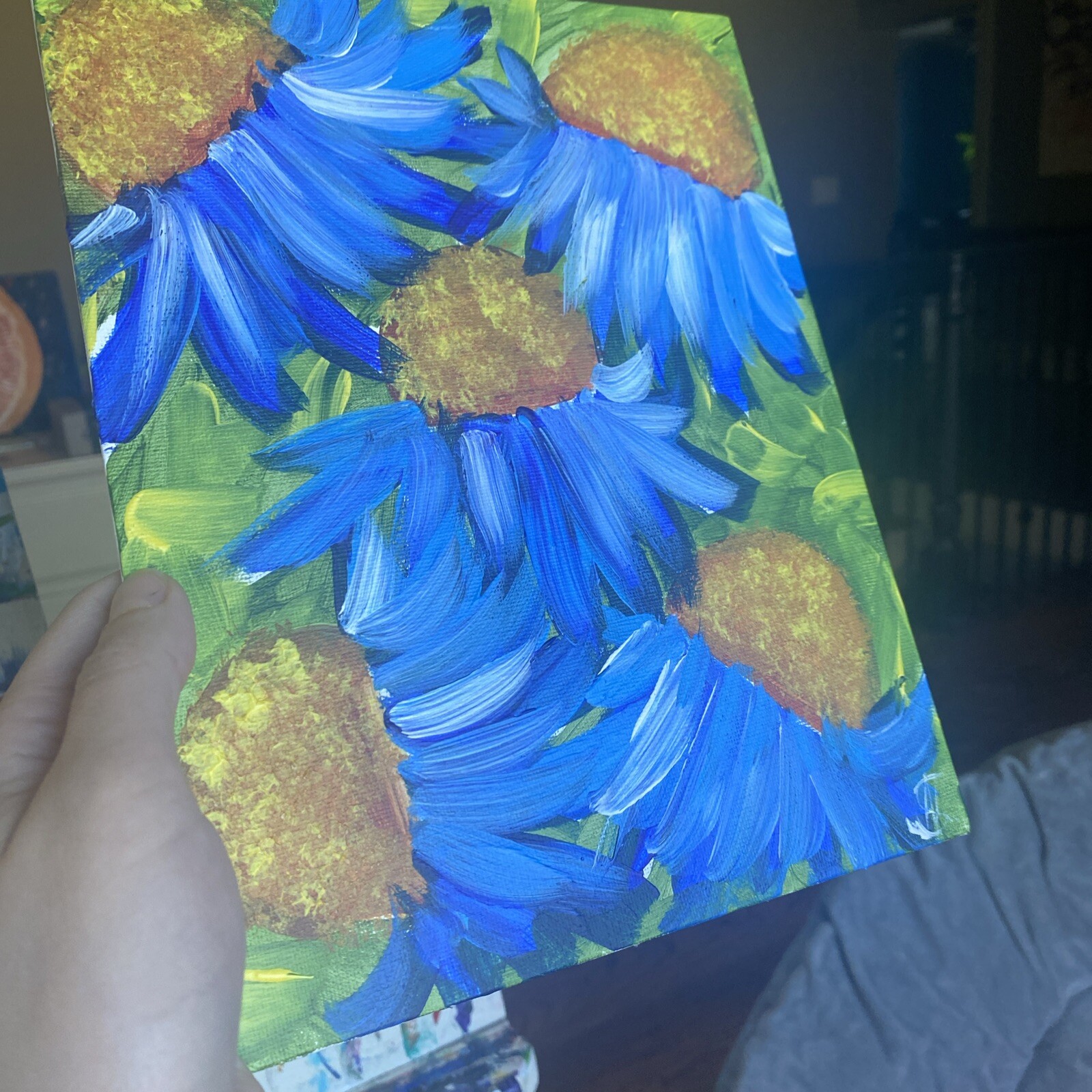 paintings on canvas Panel original 8/10, gift, Abstract Flowers,coneflower
