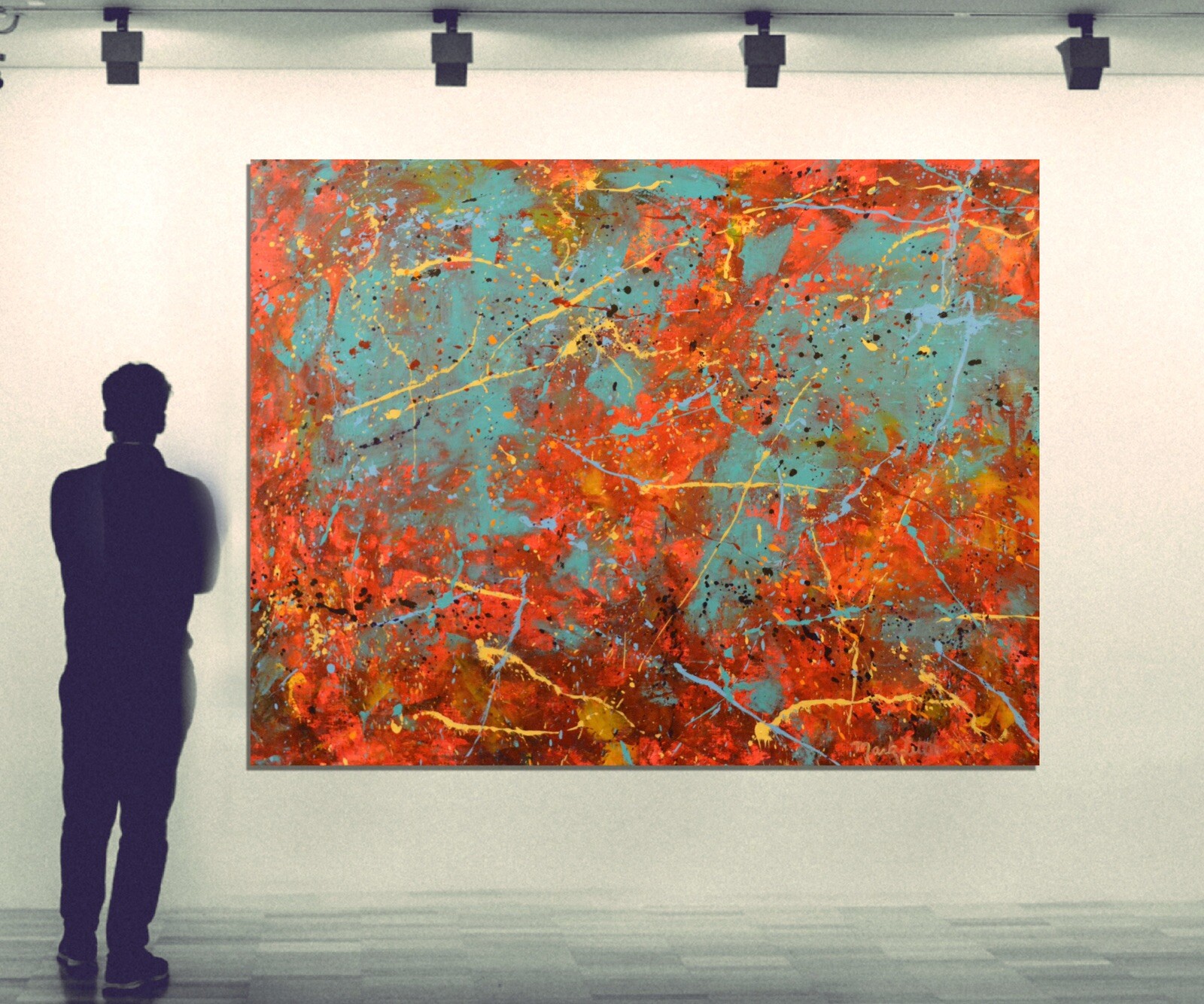 Pollock/Richter style￼ Professional Painting 81” X 62”(6ft 9in)Abstract Modern