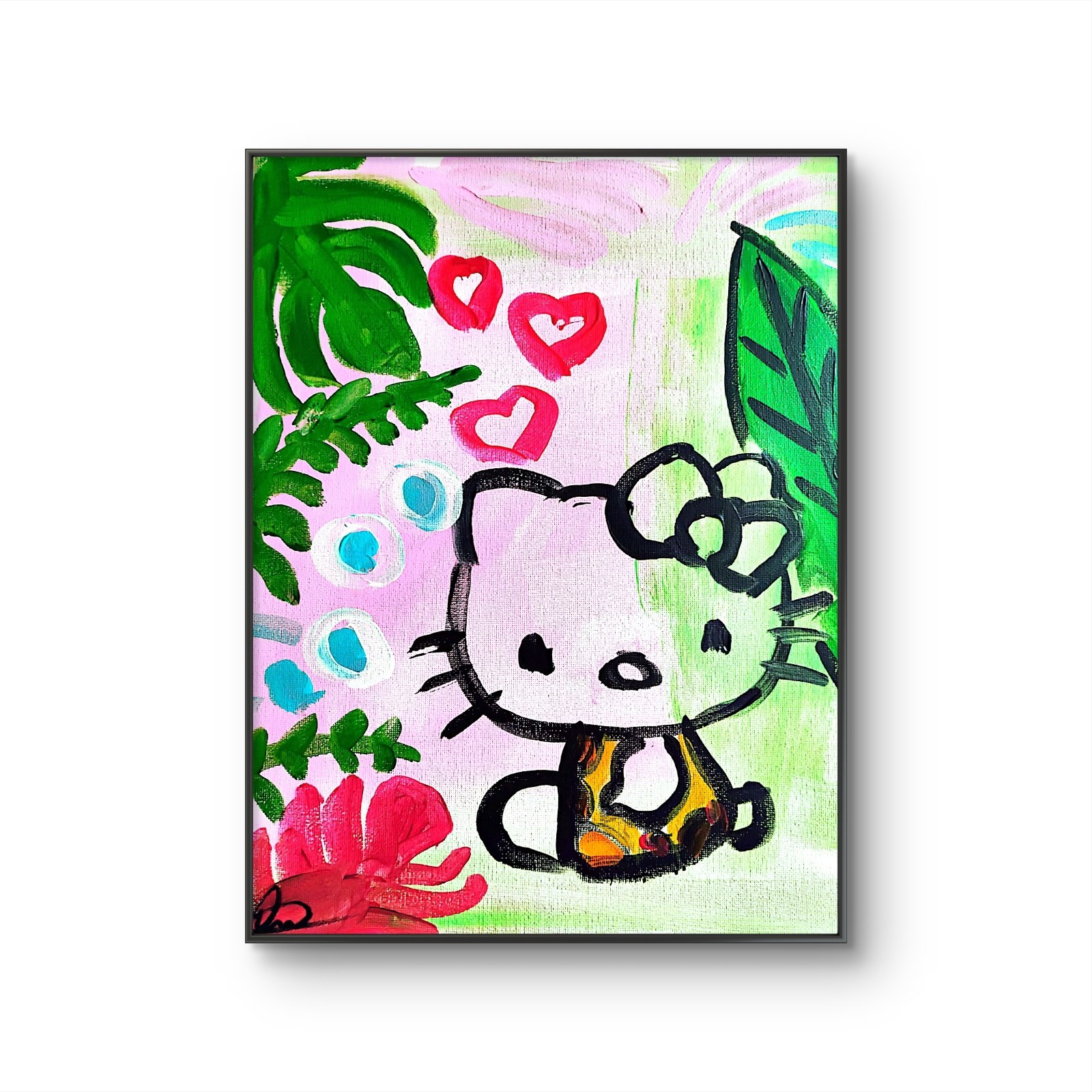 Original art Kitty 14 X 11 CANVAS Colorful Modern Art Acrylic Painting on Canvas