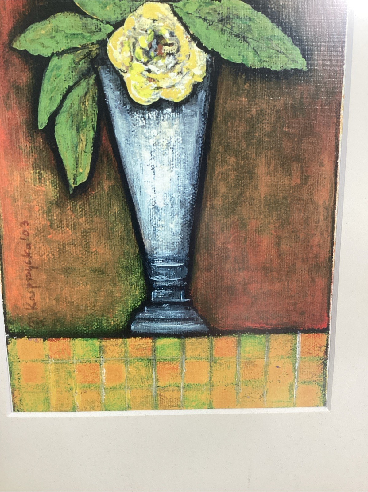 Floral Watercolor Painting – Flower In A Vase – Framed – 18×13”