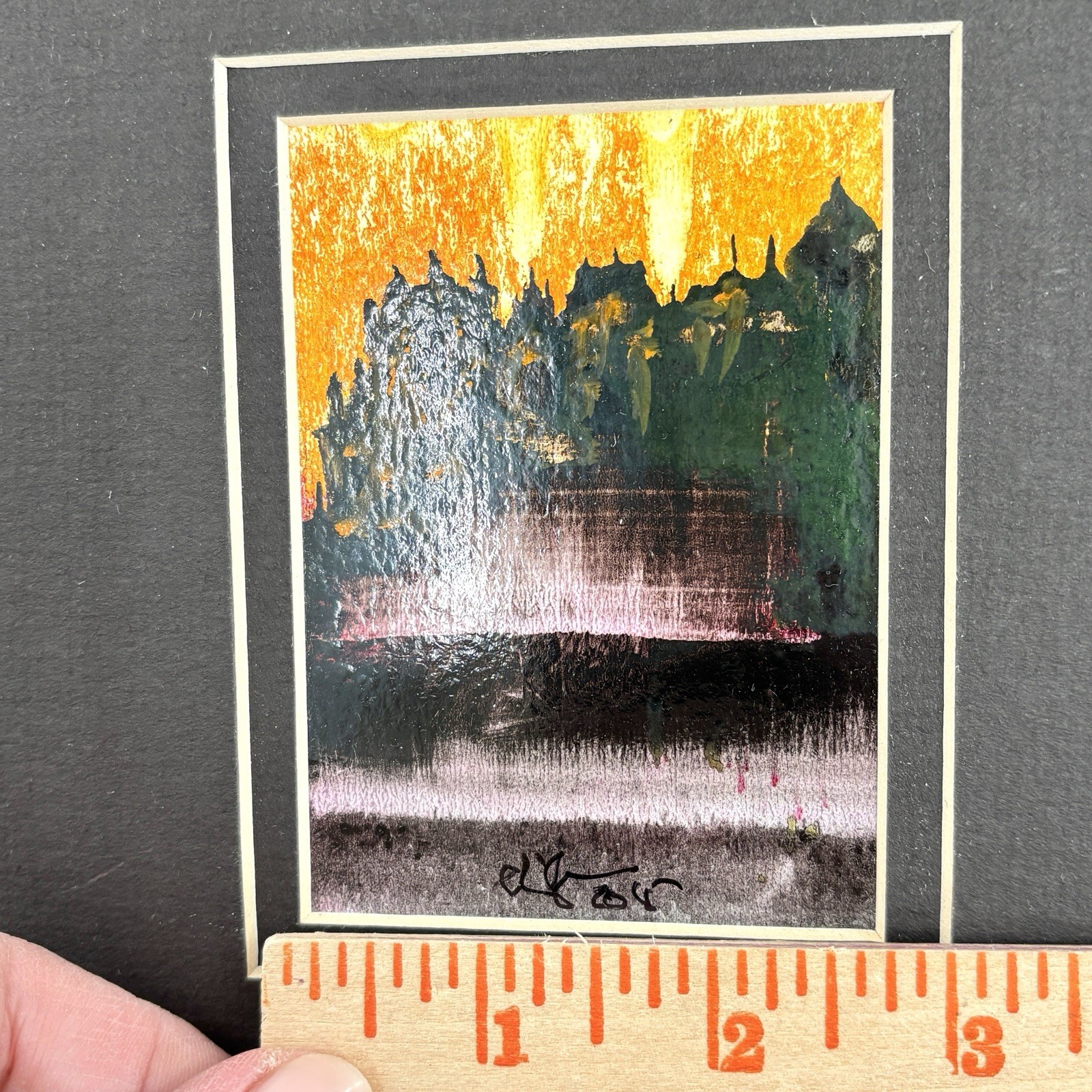 Gouache Paintings Pair Signed Quebec Canada Abstract Landscapes Matted 7×8″