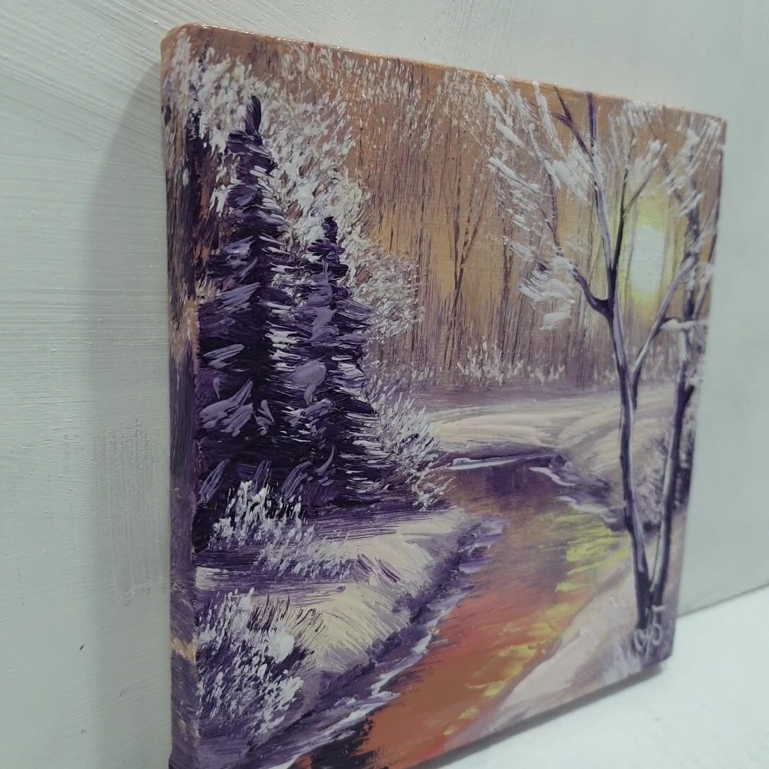 Gift Original Winter Painting Hand Painted Wall Art Home Decor Ukrainian Artist