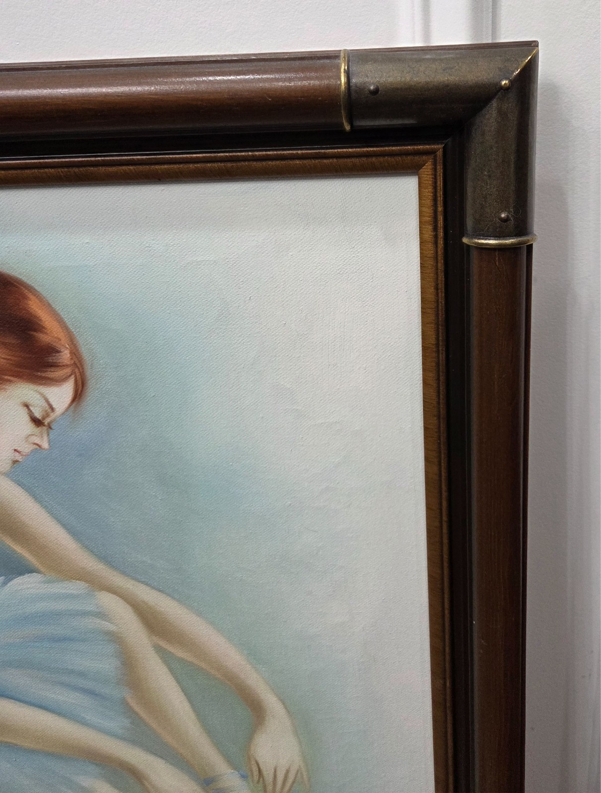 Ballet Dancer Original Framed 1980s Ballerina Oil Painting by Artist Don Larson