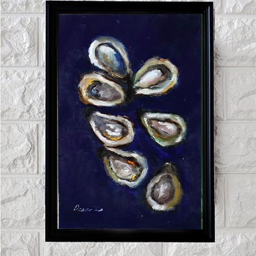 Demenko Natalia still life OYSTER Oil painting UKRAINE 8X12