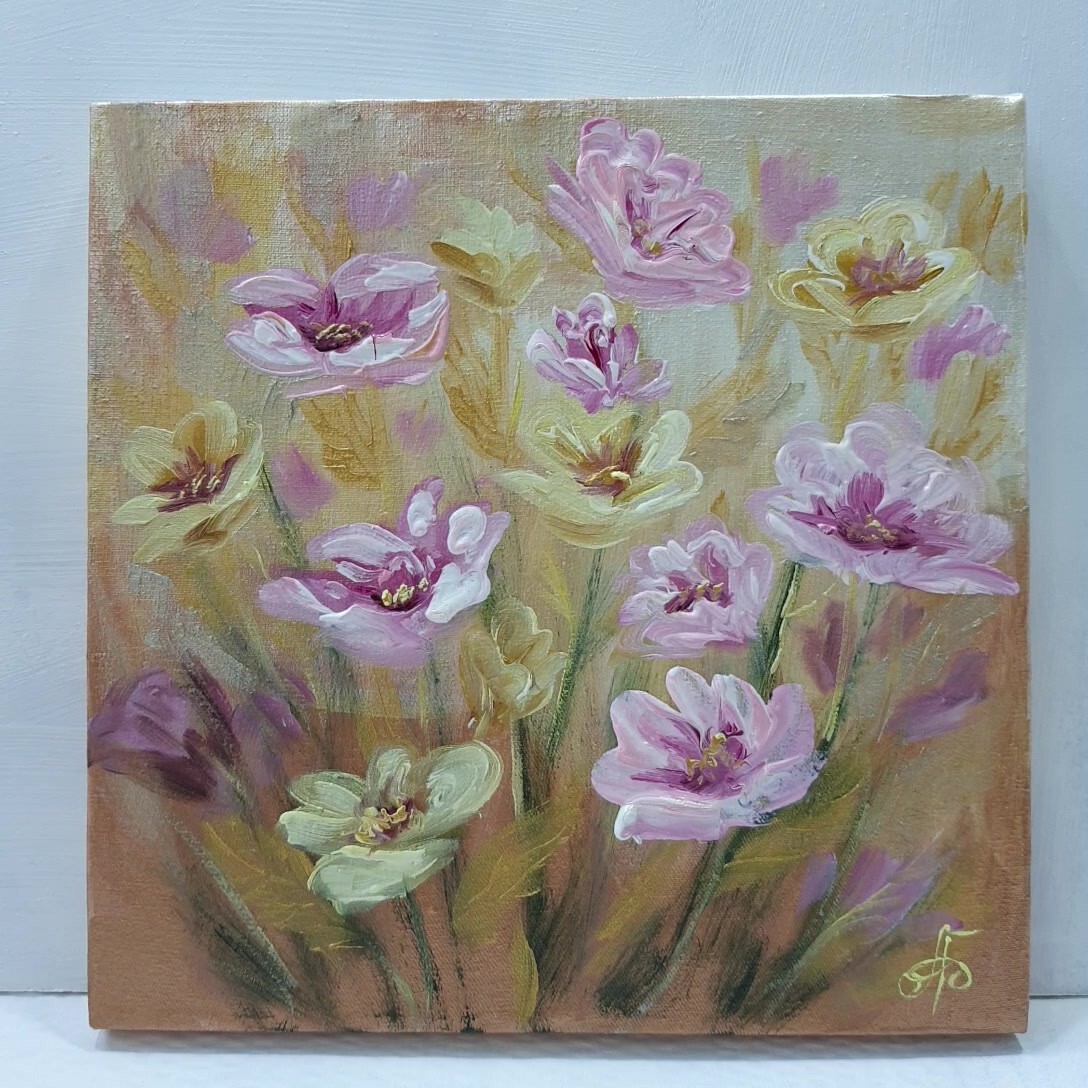 Original Flowers Hand Painted Artwork Home Decor Gift Wall Art Ukrainian Artist