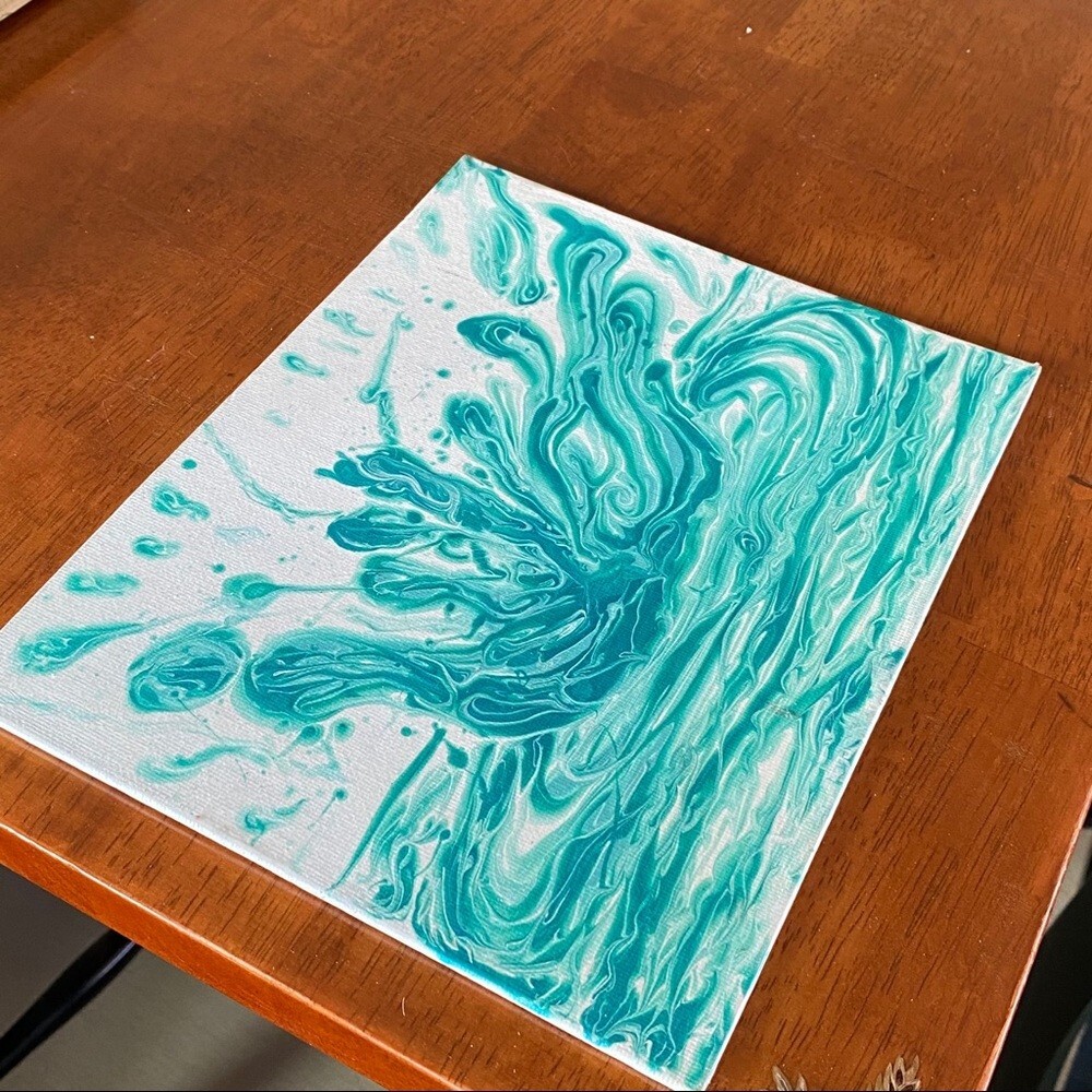 Water drop Original pouring fluid painting hand made