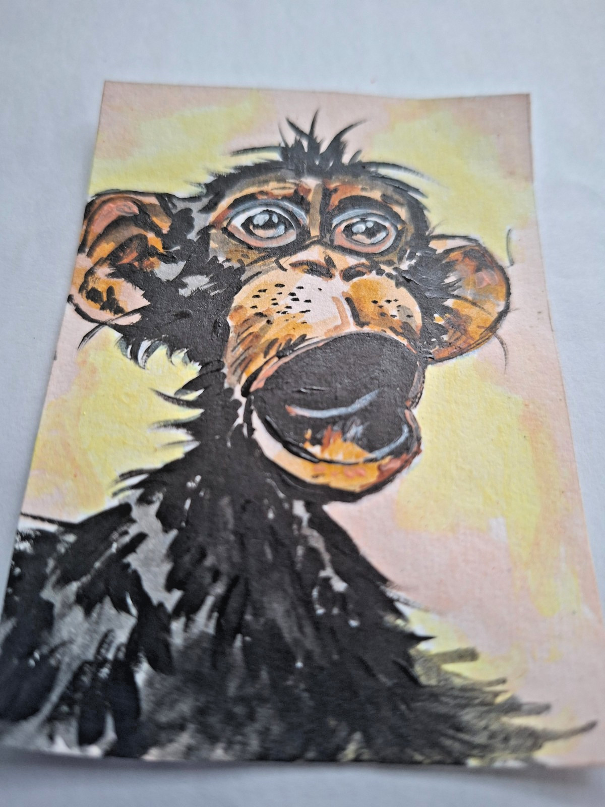 ACEO Art Card Monkey modern Painting Miniature Ooak Acrylic Original