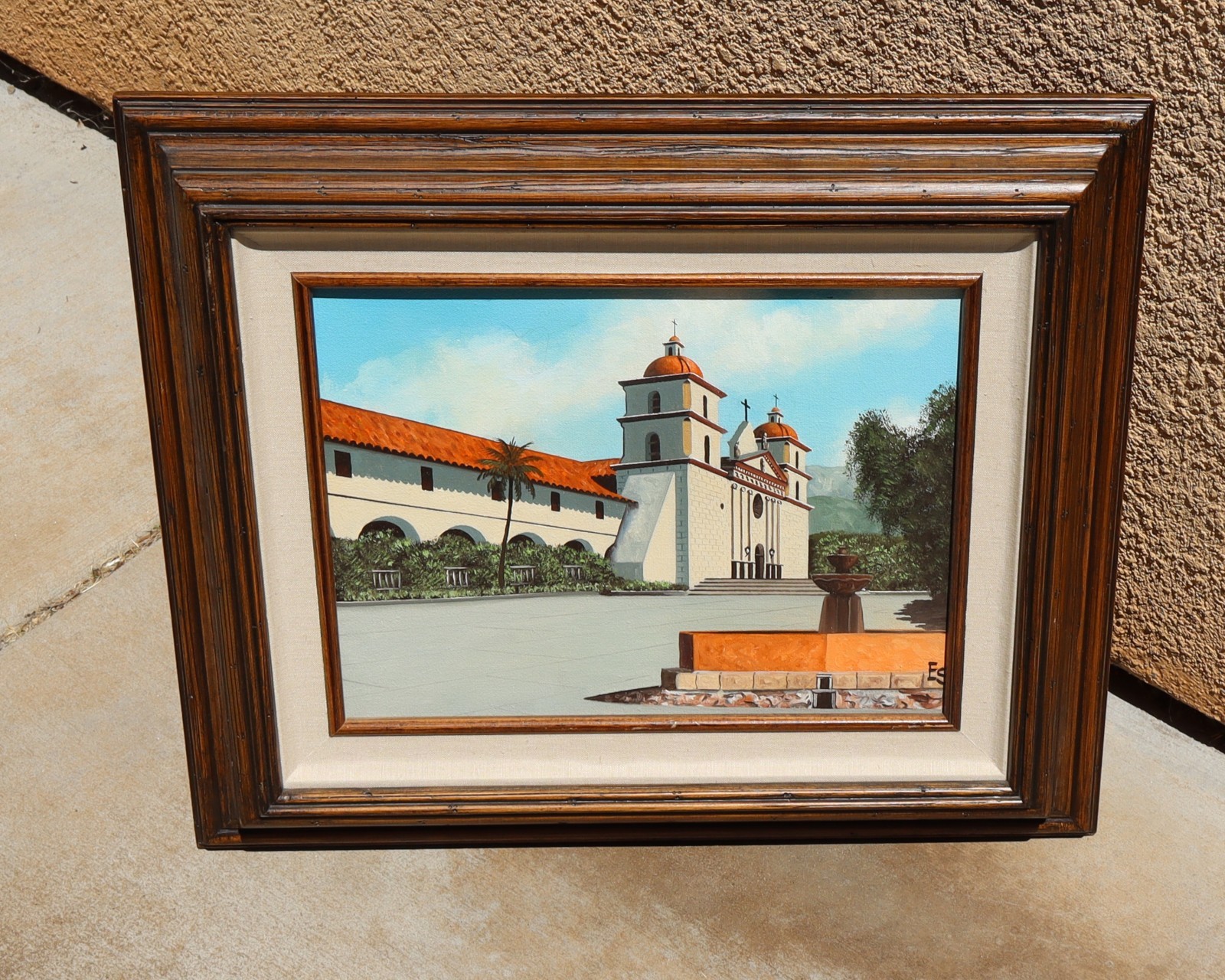 EUGENE SCHMIDT Original oil painting Old Santa Barbara Mission
