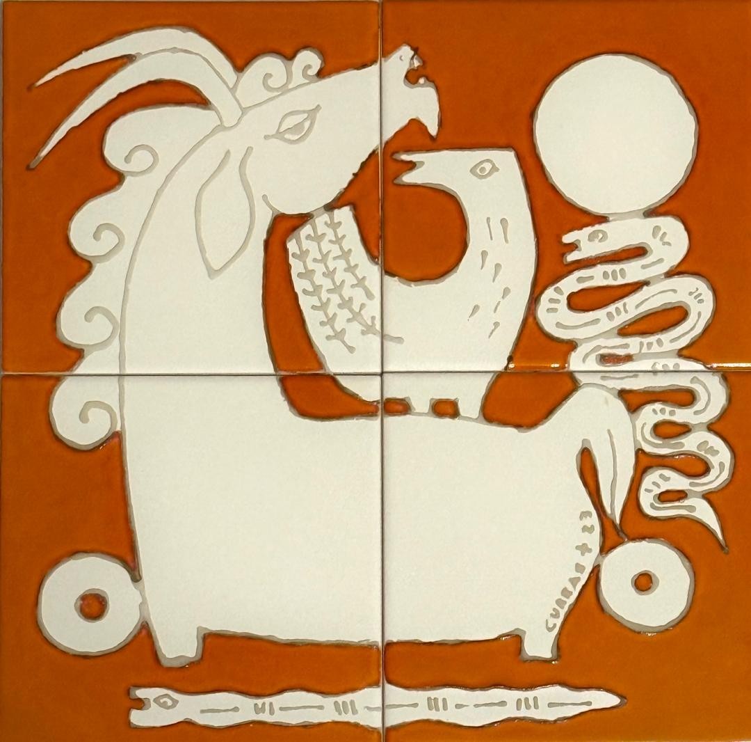 Curras brothers 12×12 in Ceramic tile 2022 cuban american artist folk art