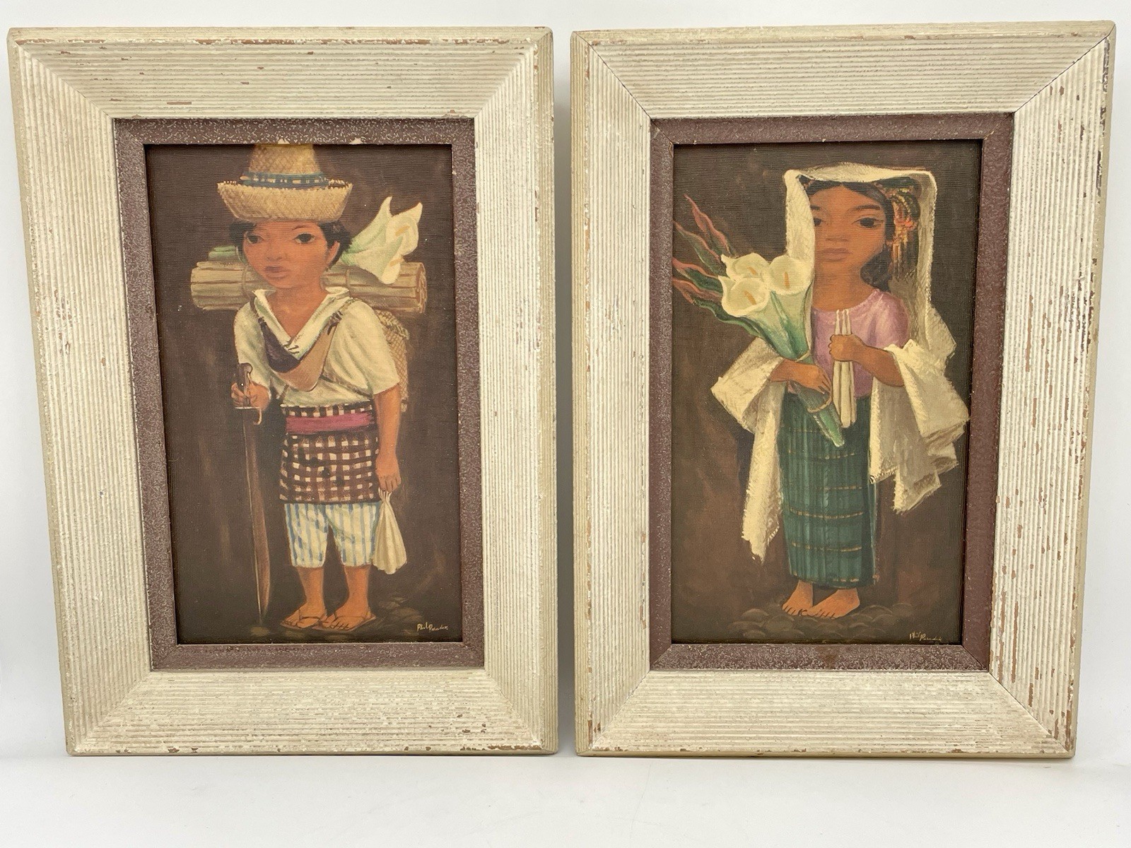 Set Of Two Framed Prints Phil Paradise Guatemala Art Collotypes Maria and Tomas