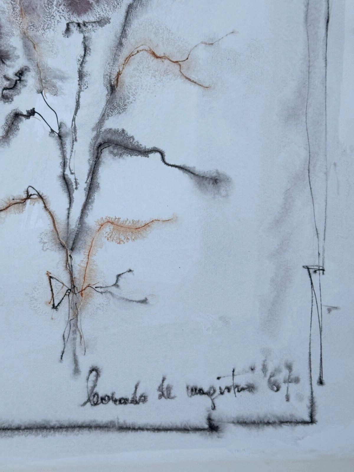LEONARDO DE MAGISTRIS SIGNED ORIGINAL PAINTING FLORAL ABSTRACT WATERCOLOR 1967