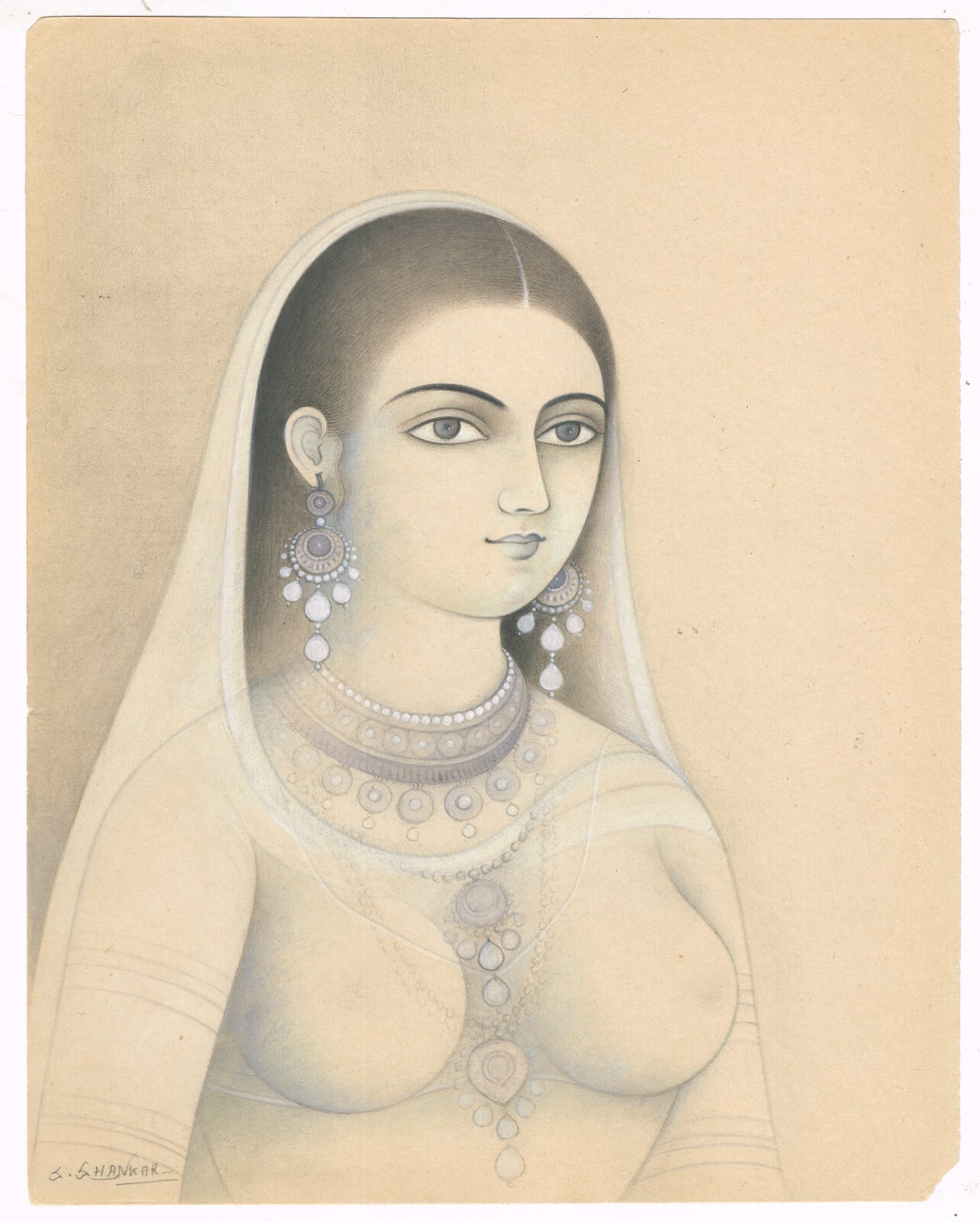 Handmade Woman Painting Of Beautiful Indian Women Art On Paper 8.5×11 Inches