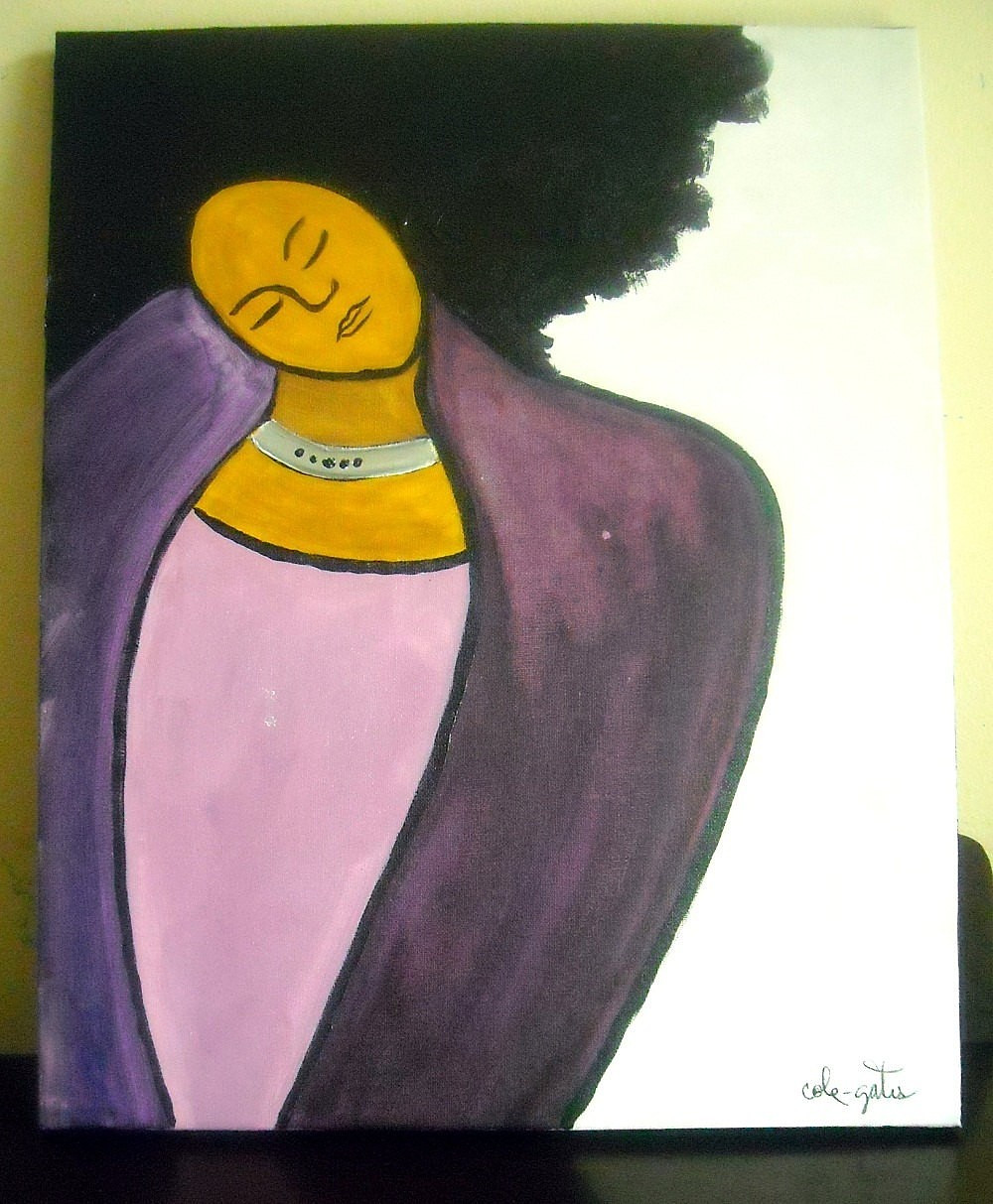 cole-gates ORIGINAL 20×16 Modern abstract Natural Hair Art Canvas Painting, 2013