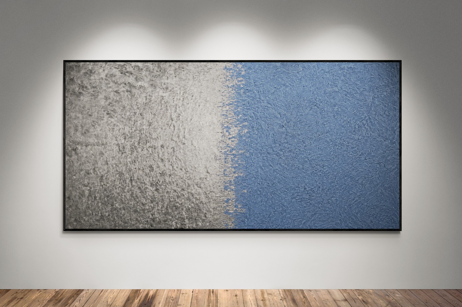 XXL Rothko Style Blue Jeans & Silver Color Field Abstract Painting 59×30 in