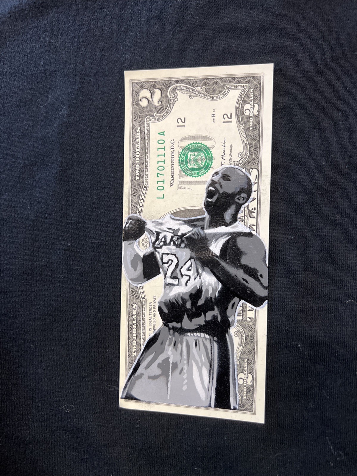 Kobe Bryant 2 Dollar bill painting Tattoo Art Graffiti Art Original Street Art