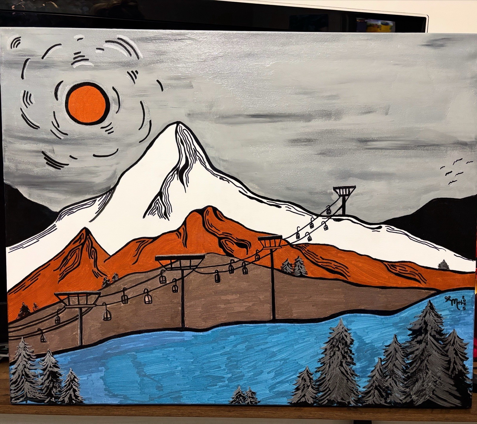 Ski Resort Painting Original