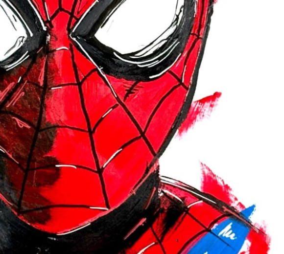 Original Spiderman 11×14 Paper Bold Expressionist Painting Signed Home Decor Art