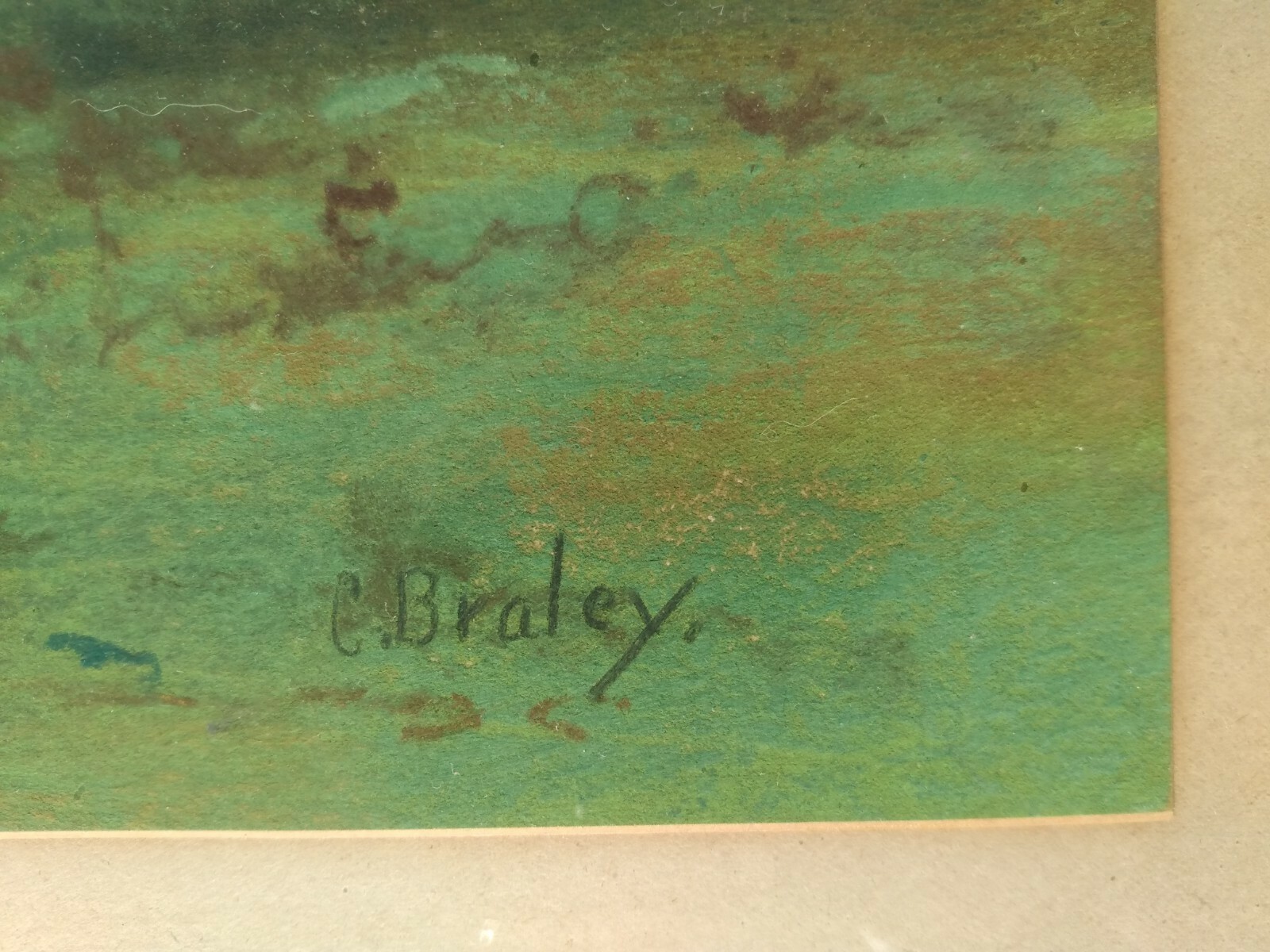 LARGE ORIGINAL LANDSCAPE PASTEL (CHALK) PAINTING – CLARENCE BRALEY (1857-1925)