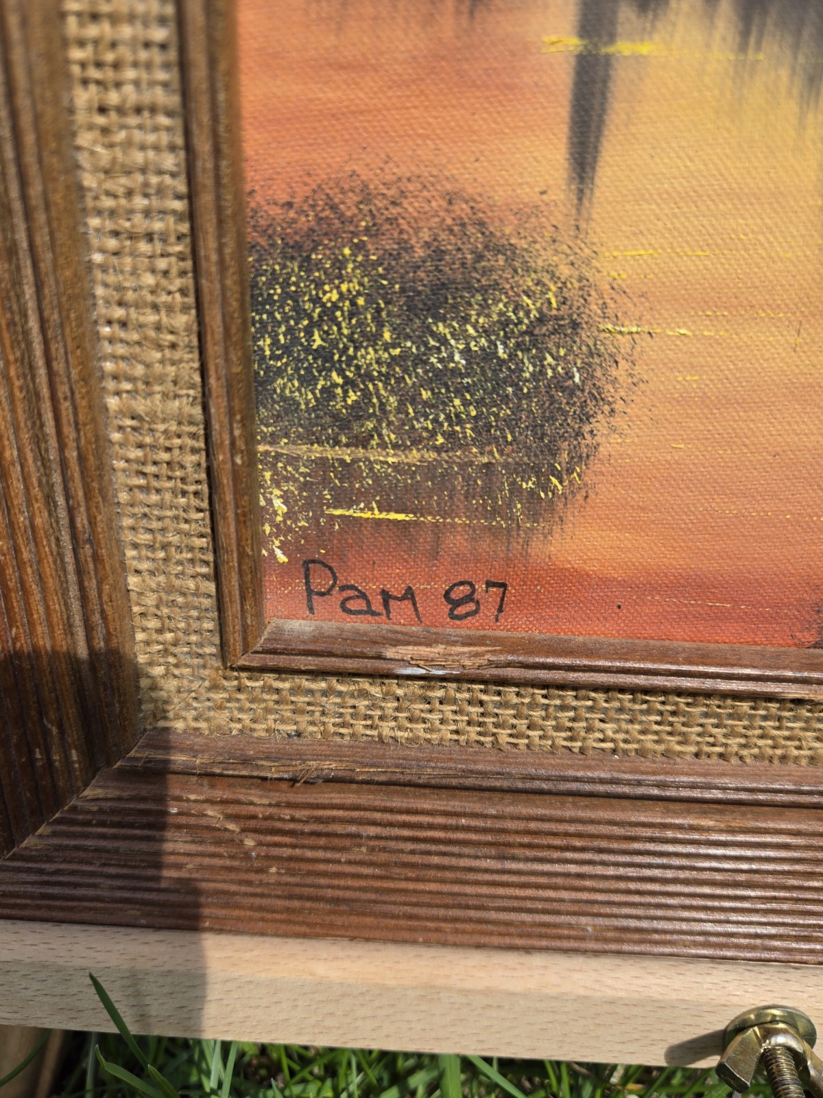 Signed VTG Oil Painting Framed Original Landscape Nature Trees Sunset Wall Art