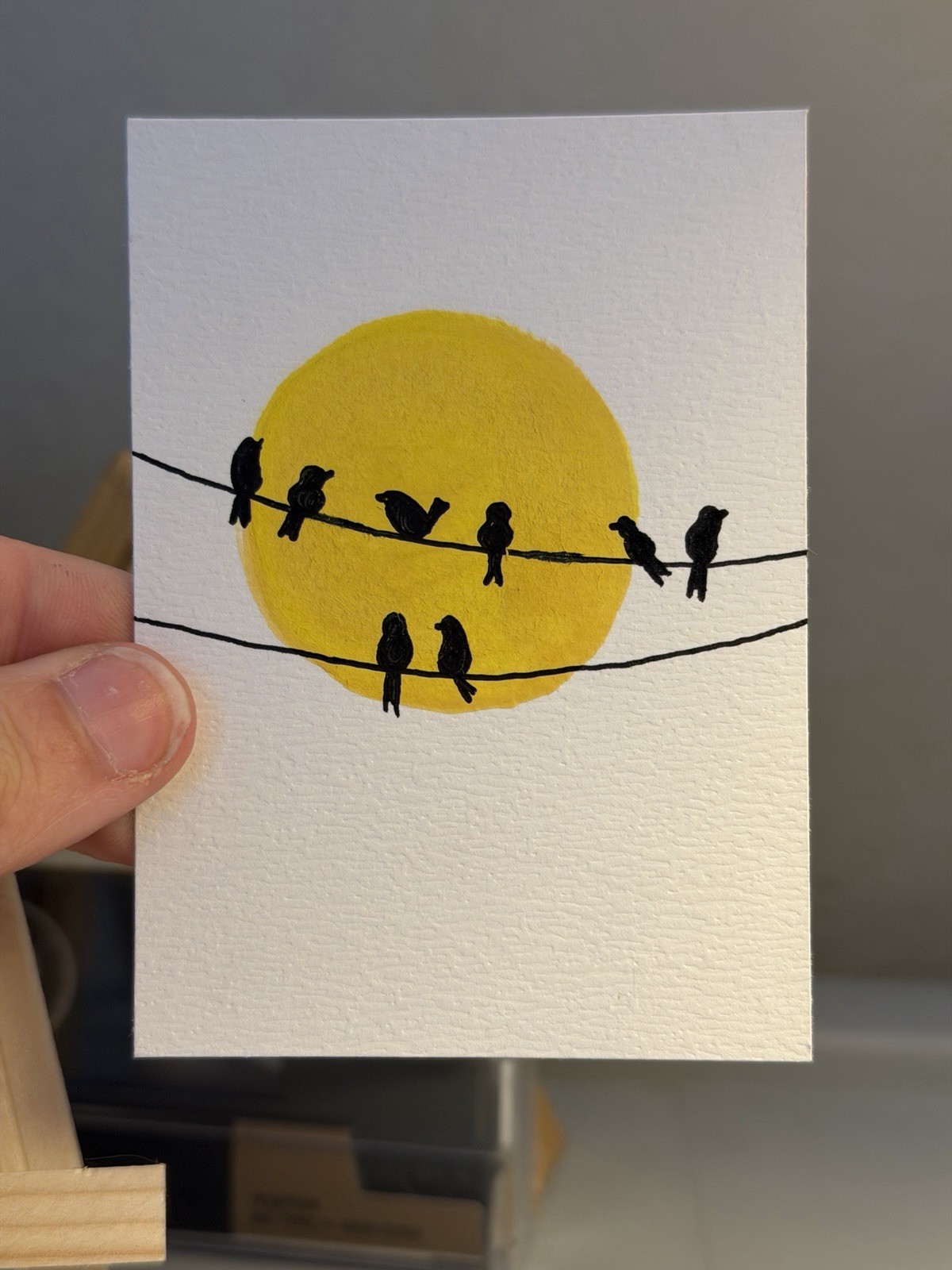 Original ACEO Landscape Birds Watercolor Pretty Cute Collectible Artwork