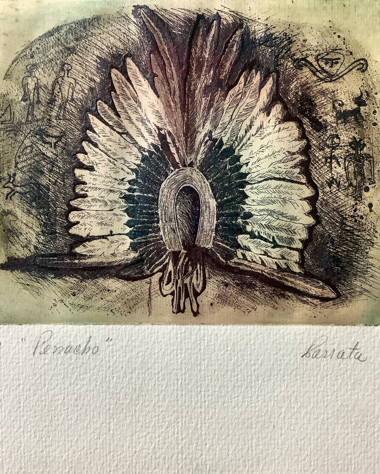 Parrata. Chalcography. Penacho, ca 1975. Original signed. Numbered