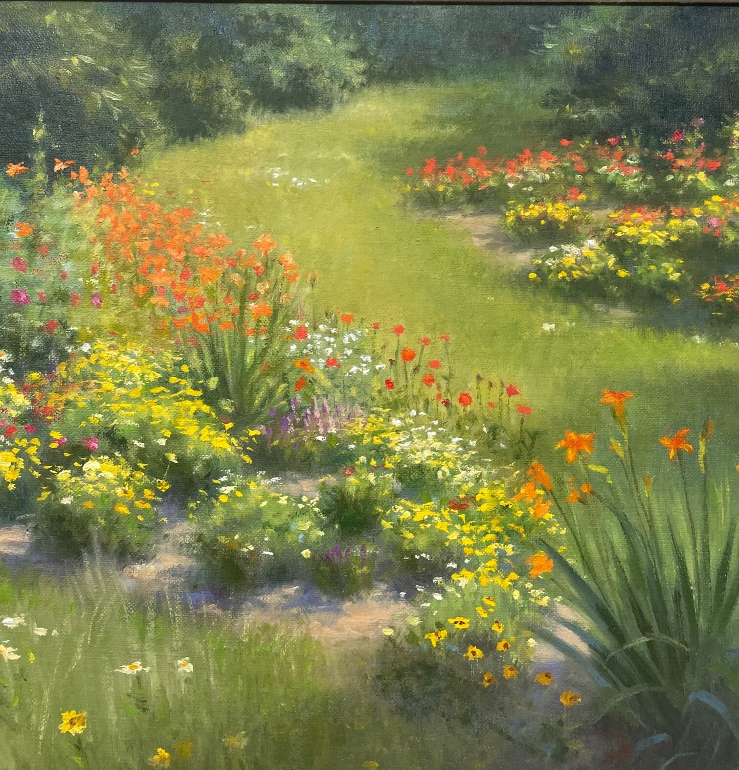 Vintage WILLIAM E BARTLETT ‘Backyard FLOWER GARDENS’ Contemporary Oil Painting