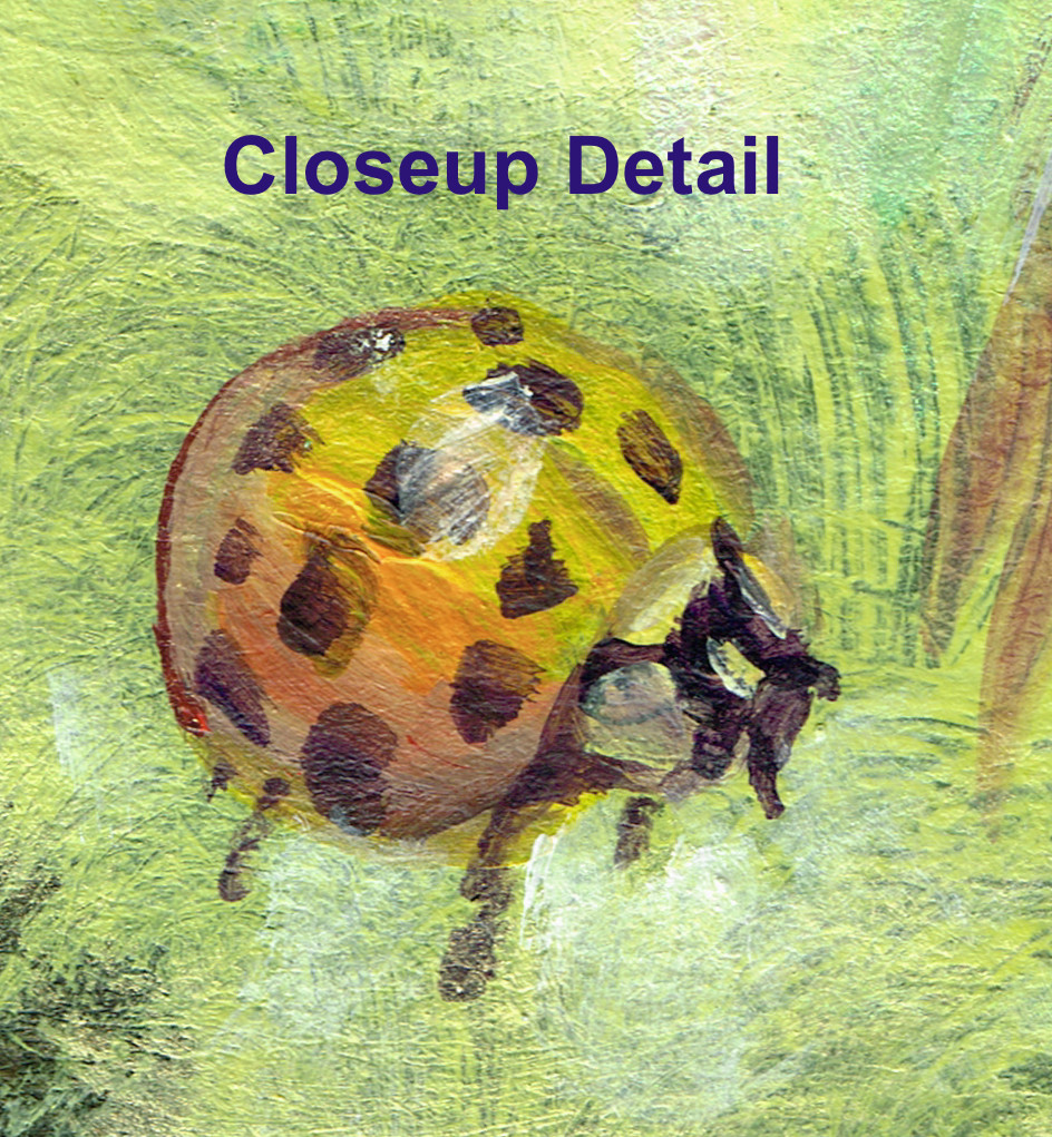 Insect Moth Ladybug Beetle Grasshopper Bug 5×7 Original Acrylic Art TBARTSARTIST