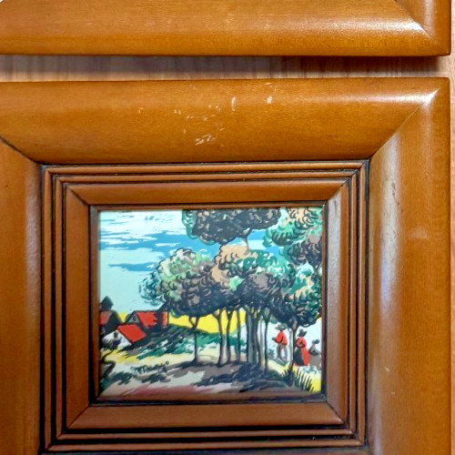 4 Vintage 1950’s Margo Alexander Artwork Original Wood Frames 6.5″ x 6″ – DS31