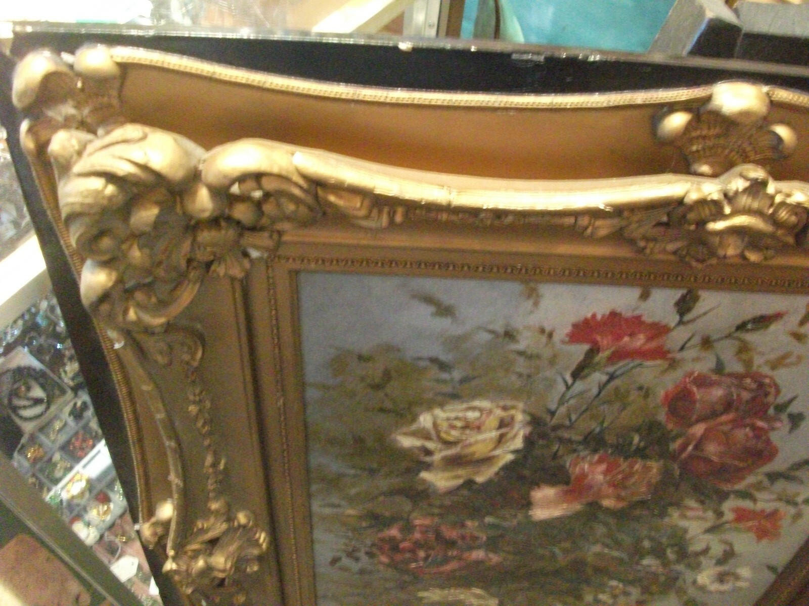 c1925 Impressionistic Roses Flowers Orginial framed OIL canvas ART painting
