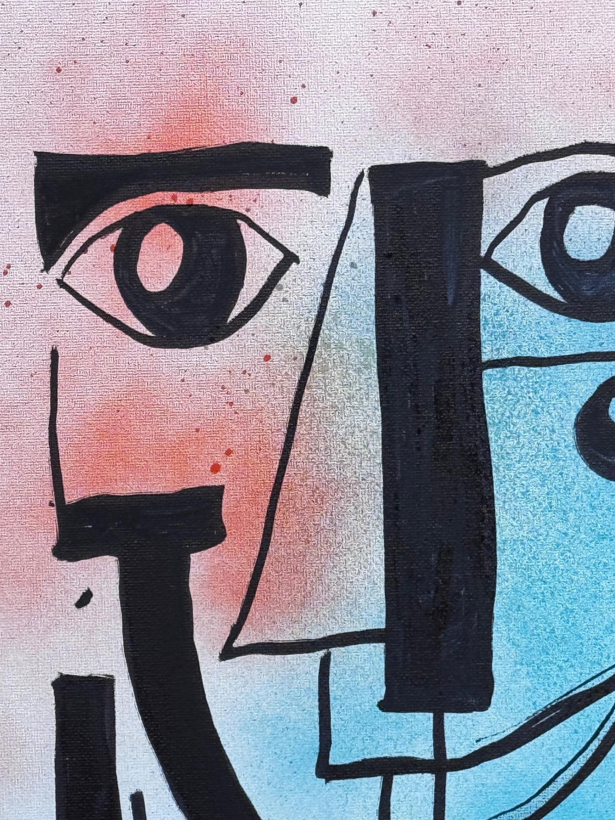 Abstract Face Wild Smile Original Signed Mixed Media Art Painting 11×14 OOAK