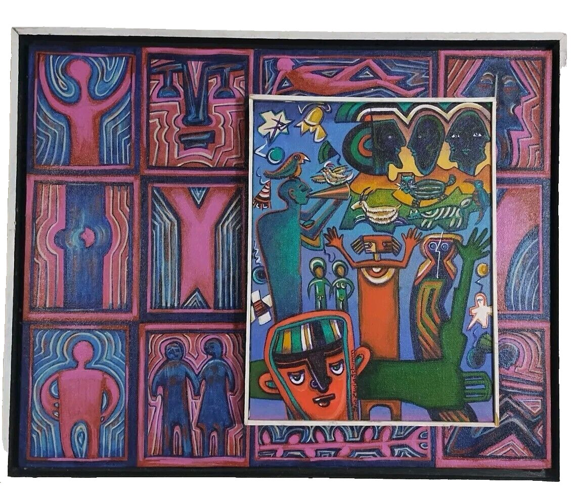Abstract Expressionism Figural Modern Art Lois Lewis Schumm Acrylic Canvas 21X17
