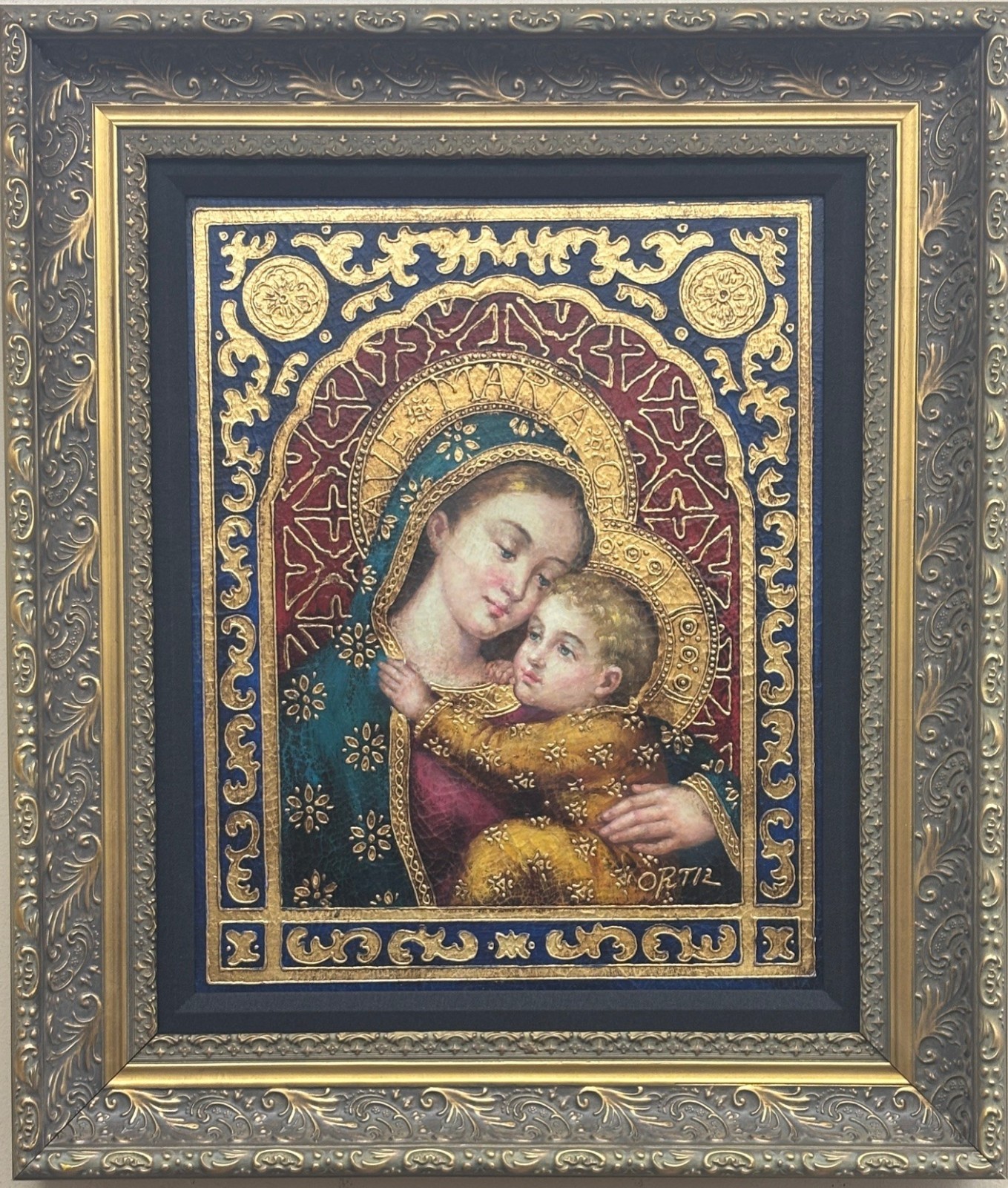 Ortiz «Madonna and Child» (Ave Maria) Hand Painted Oil Religious Art Jesus New
