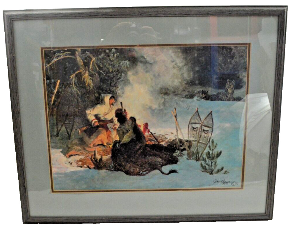 John Ford Clymer ‘Night Visitor’ Cowboy Artist of America Color Print in Frame