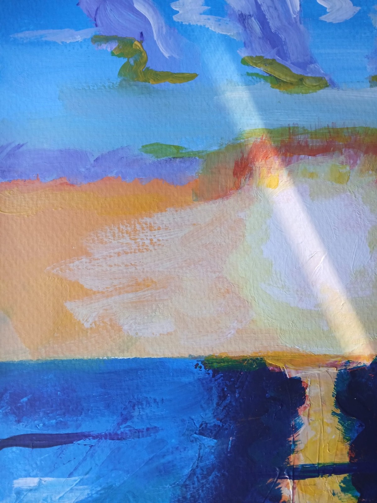 Impressionistic/Abstract Sunlit Days 11X14 Handmade Signed Colorful Art Painting