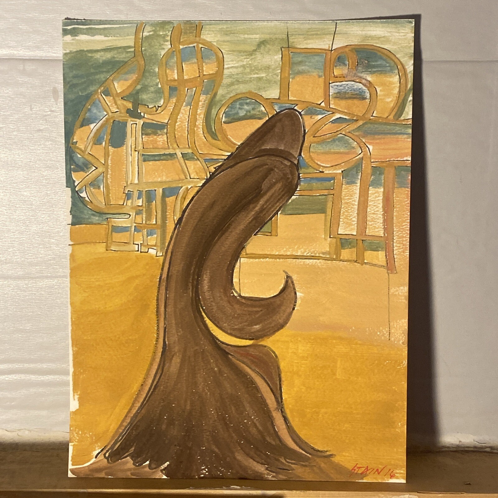 “Shelter” Original Gouache Painting 9×12 Art By STAIN