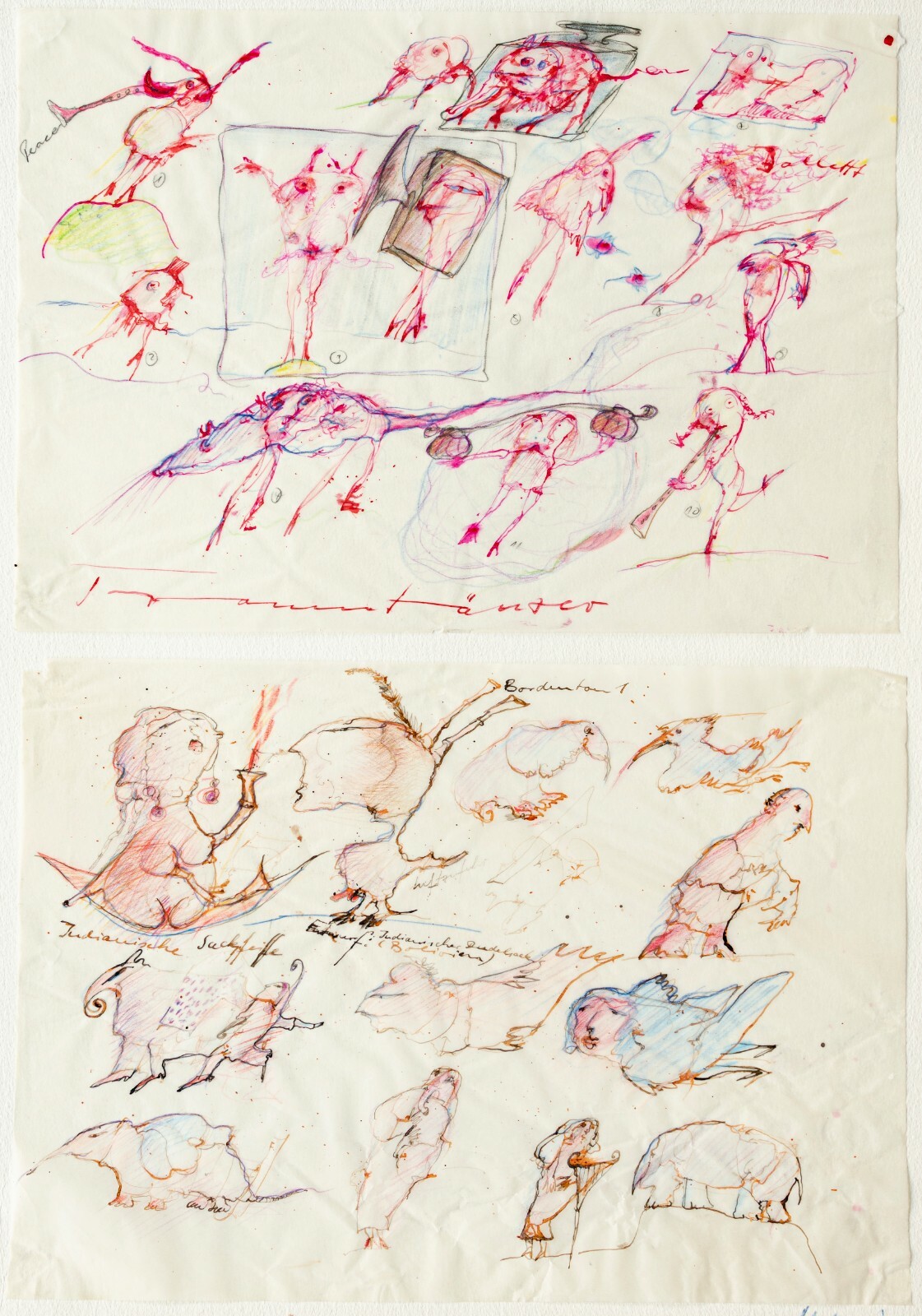 Herbert Biller «Dream Dancer» 2 Drawings Mixed Media «Fantastic Dadaist»