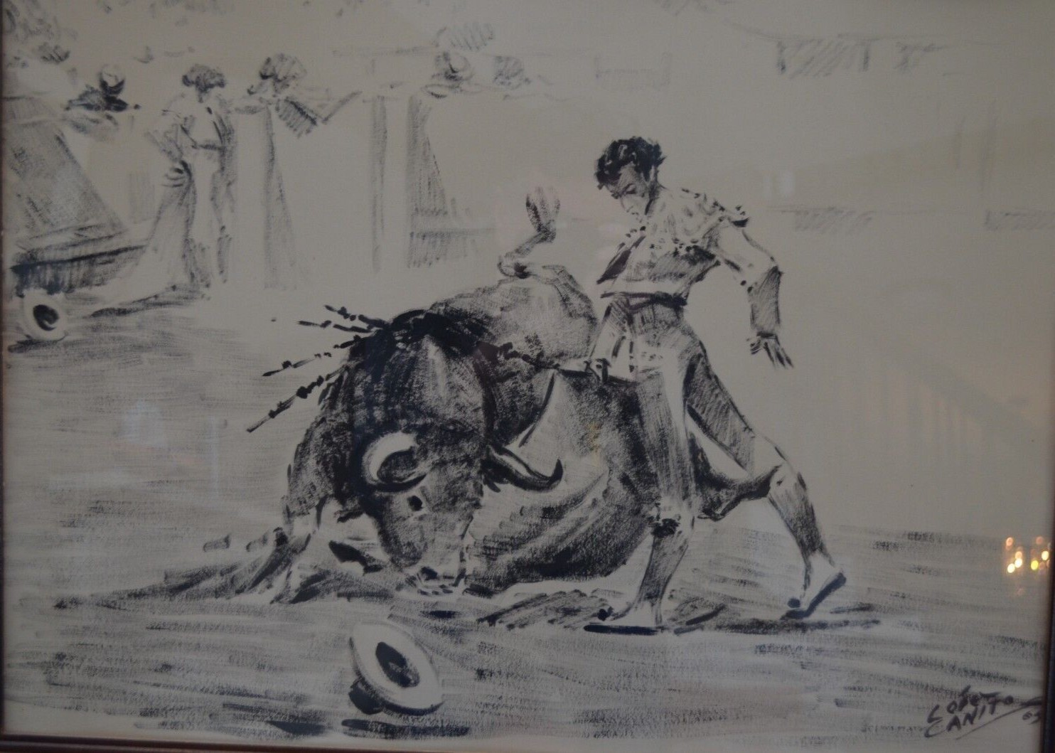 Jose Lopez Canito, 1969 Vintage. Spanish artist, Original ink on paper