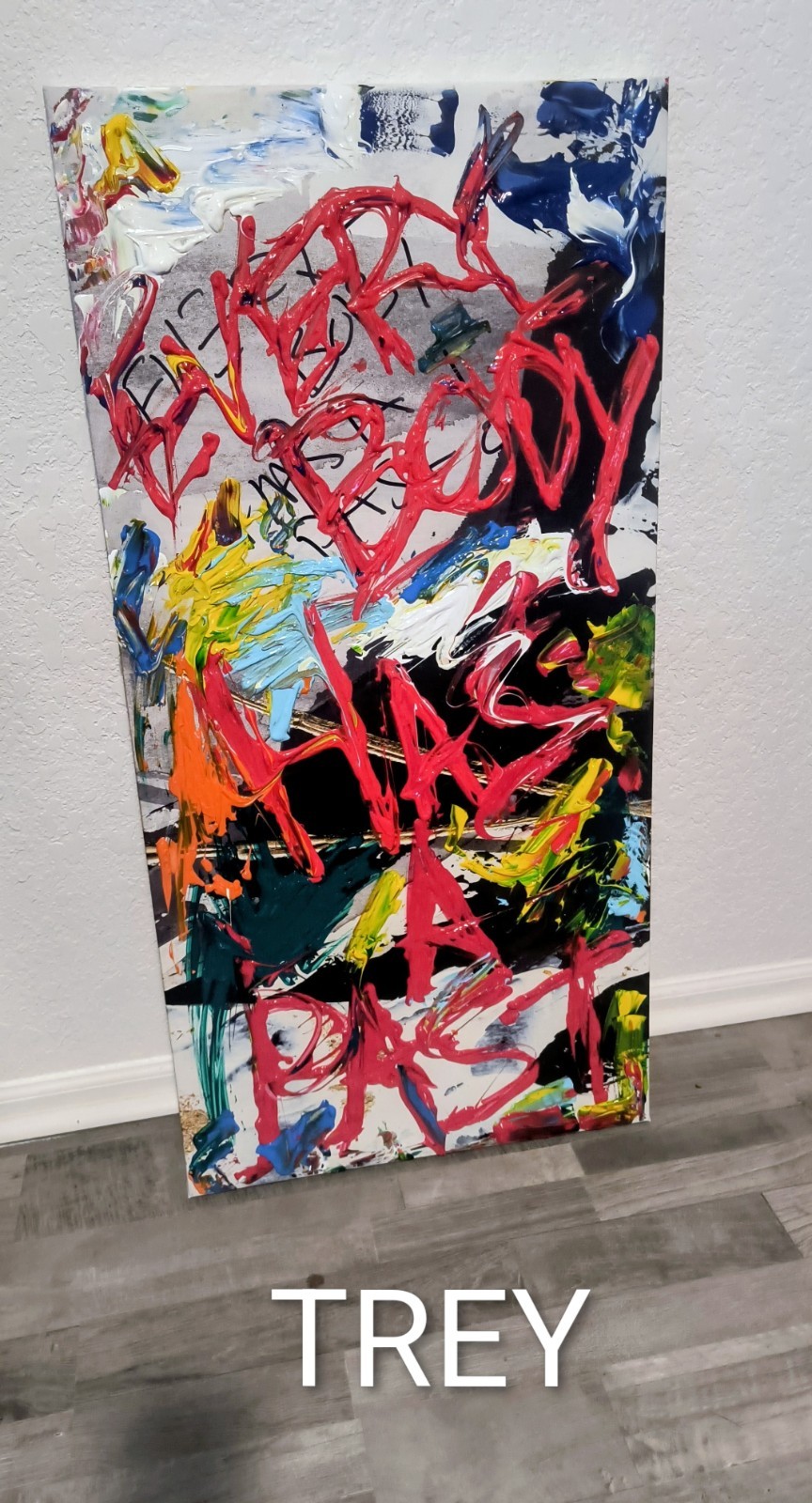 Everybody, Trey Coppland. Abstract Acrylic24+36 inches, painting Signed OOAK
