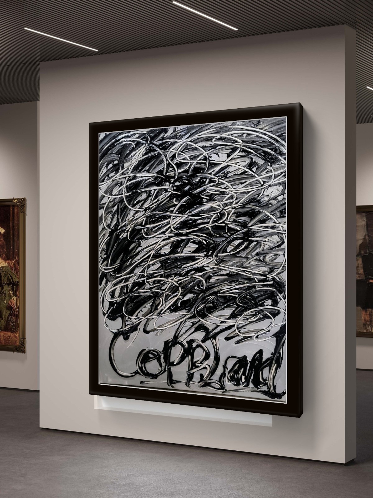 Trey Coppland, Black Night, Abstract Acrylic, 24+36 in, 2026, Signed Original