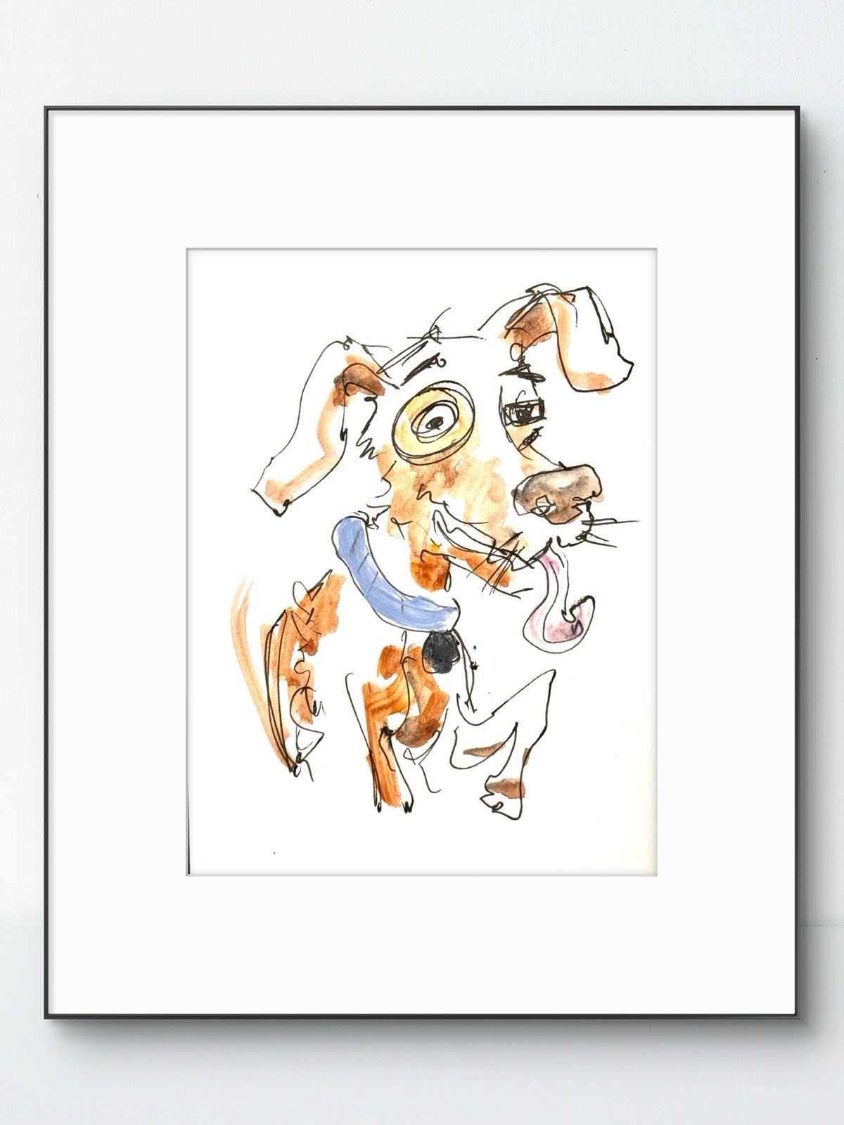 Original Abstract Expressionism 4×6 Dog Comical Small Paper Signed Fine Art 19