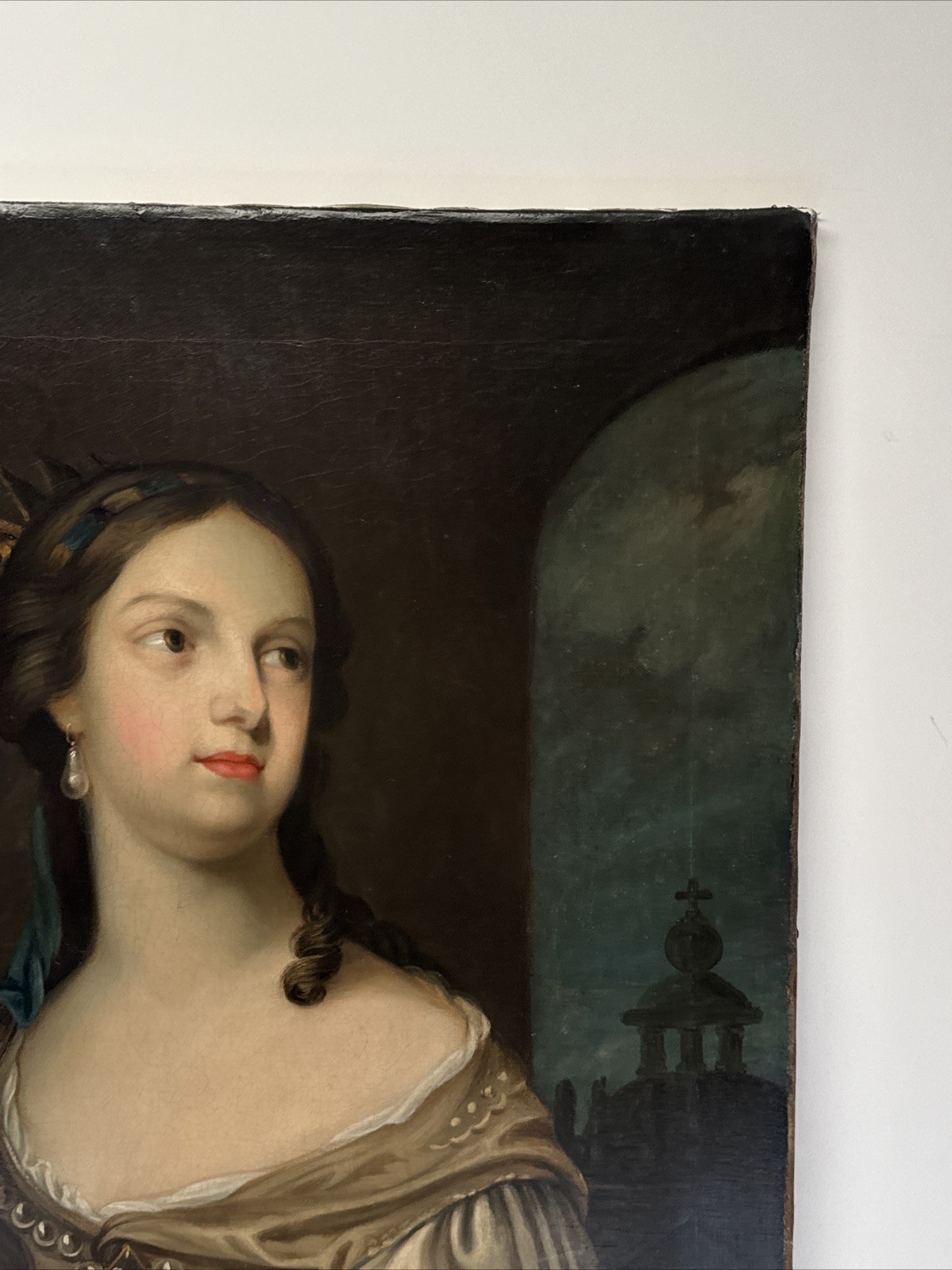 Old Master Painting Queen Crown Madonna Church Iconic 17th 18th Century Antique
