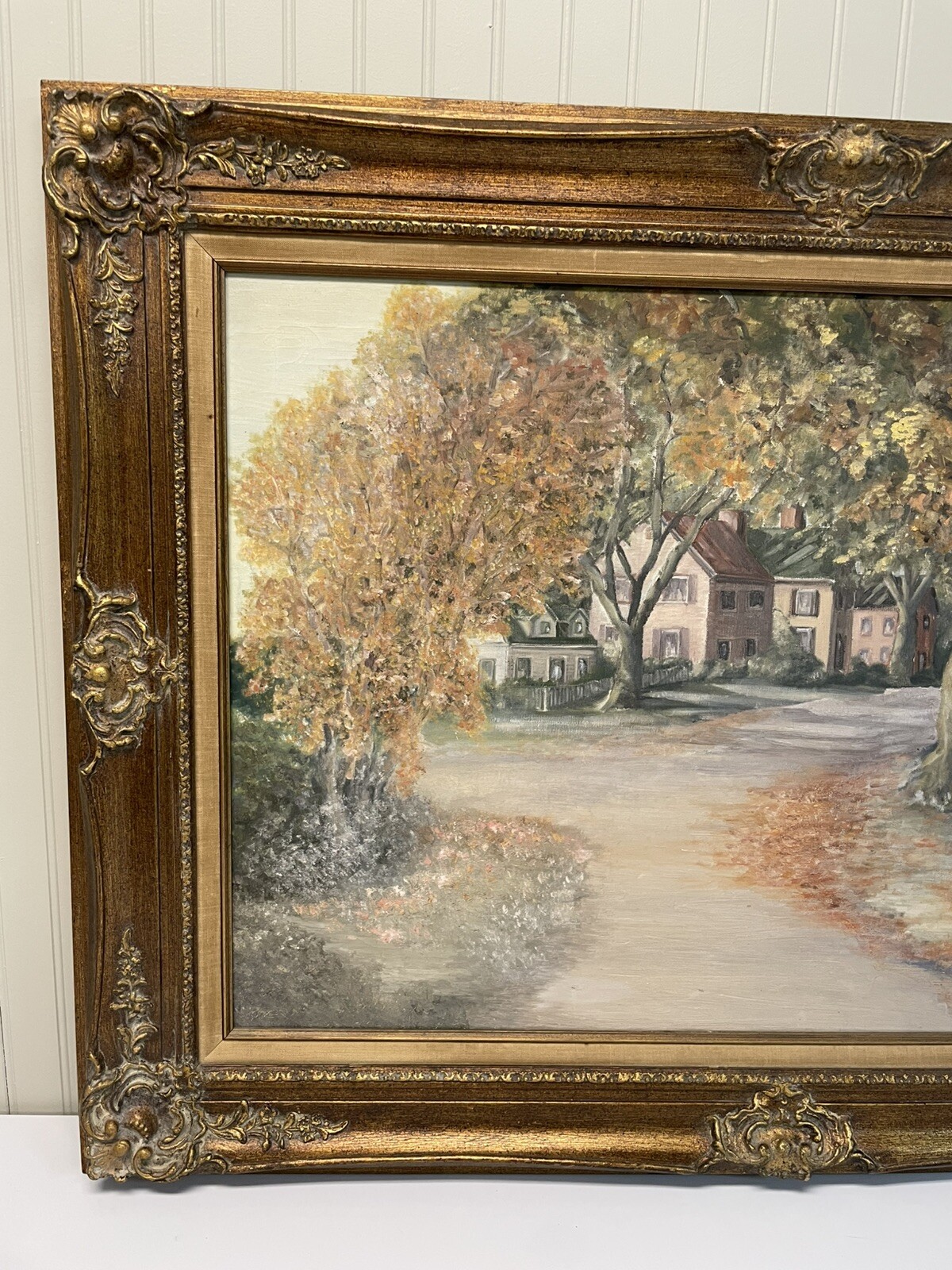 John Underdown Oil Painting Glendale CA Street Scene 34″x45″ – Gilt Frame MCM