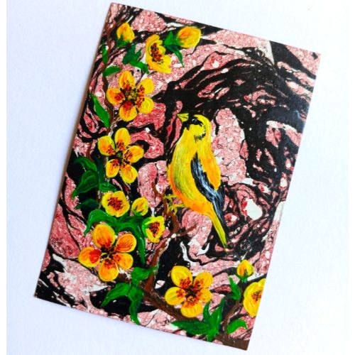 ACEO Original Bird Animals Nature Acrylic Mini Art Card Hand Painting NEW OOAK
