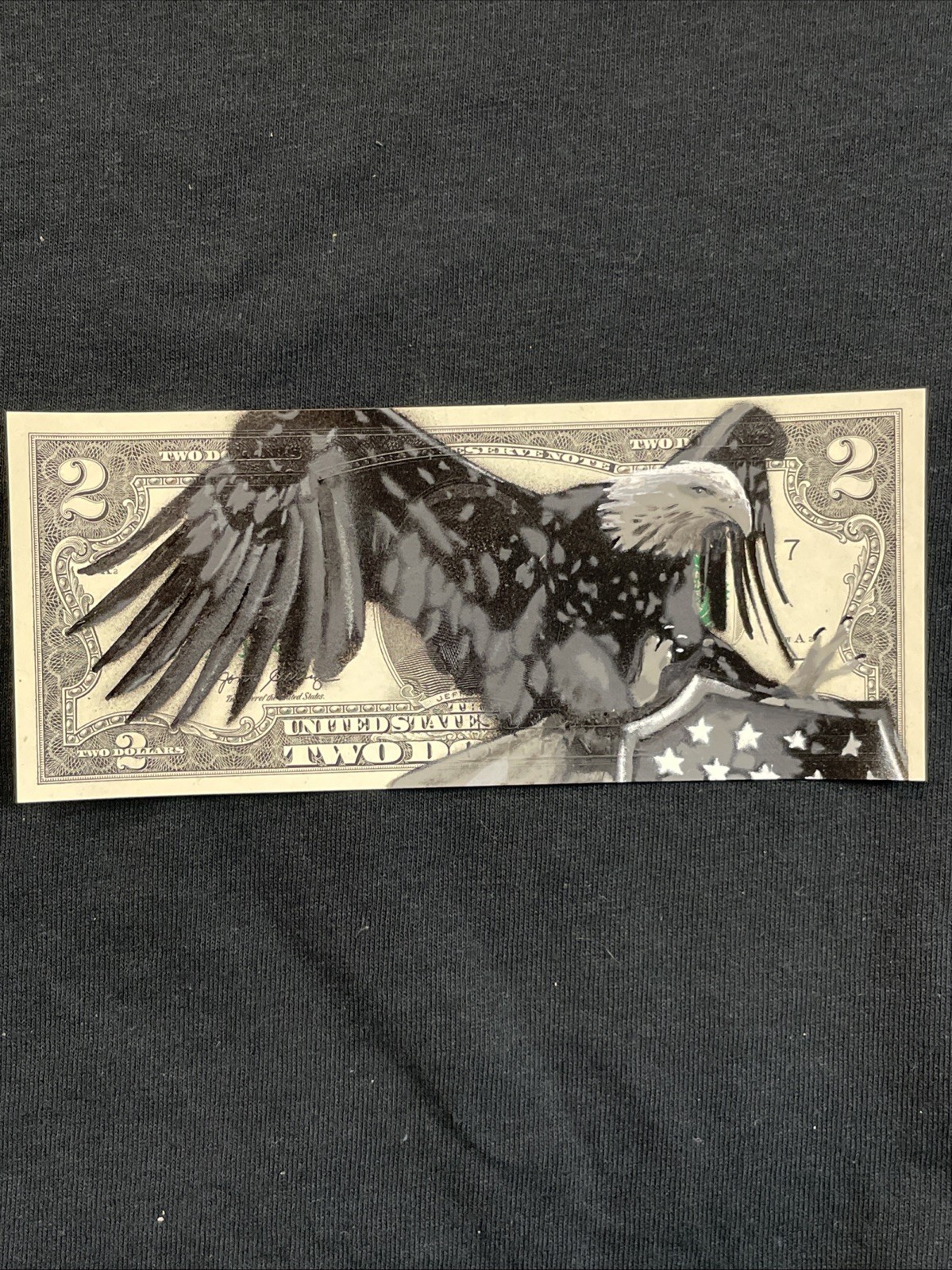 Black Eagle 2 Dollar Bill Original painting Graffiti Art Street Art Tattoo USA