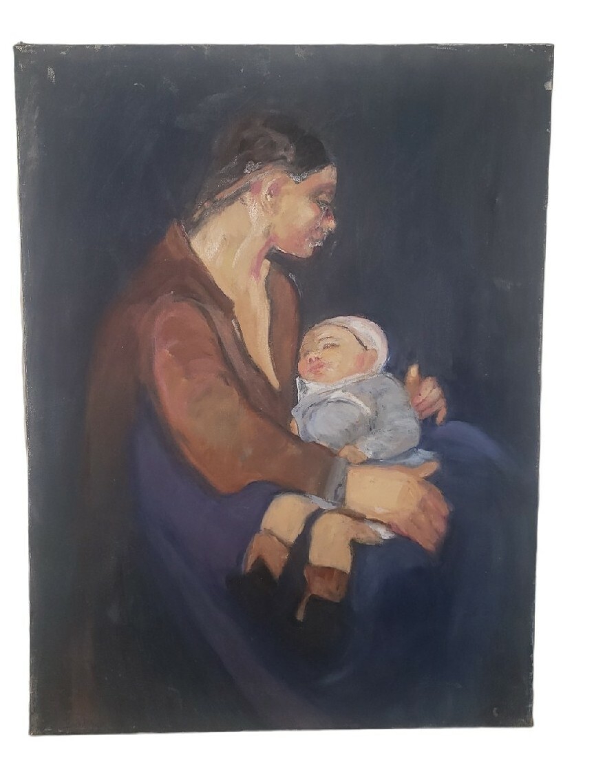 Vintage Oil Painting Mother And Child Impressionist By Patricia Morone