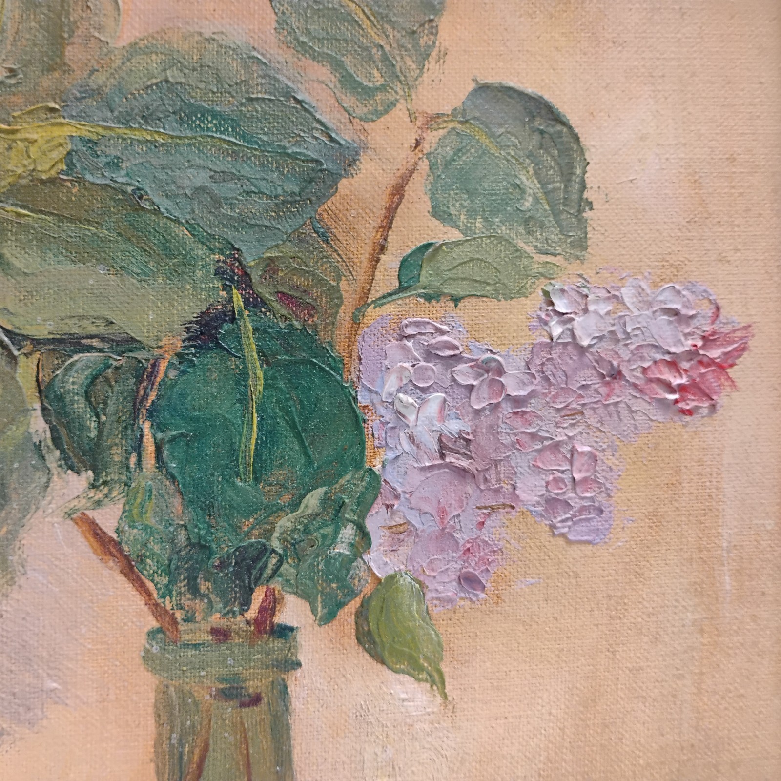 VTG Expressionist Still Life Flowers In Bottle Painting FRAMED 13X17