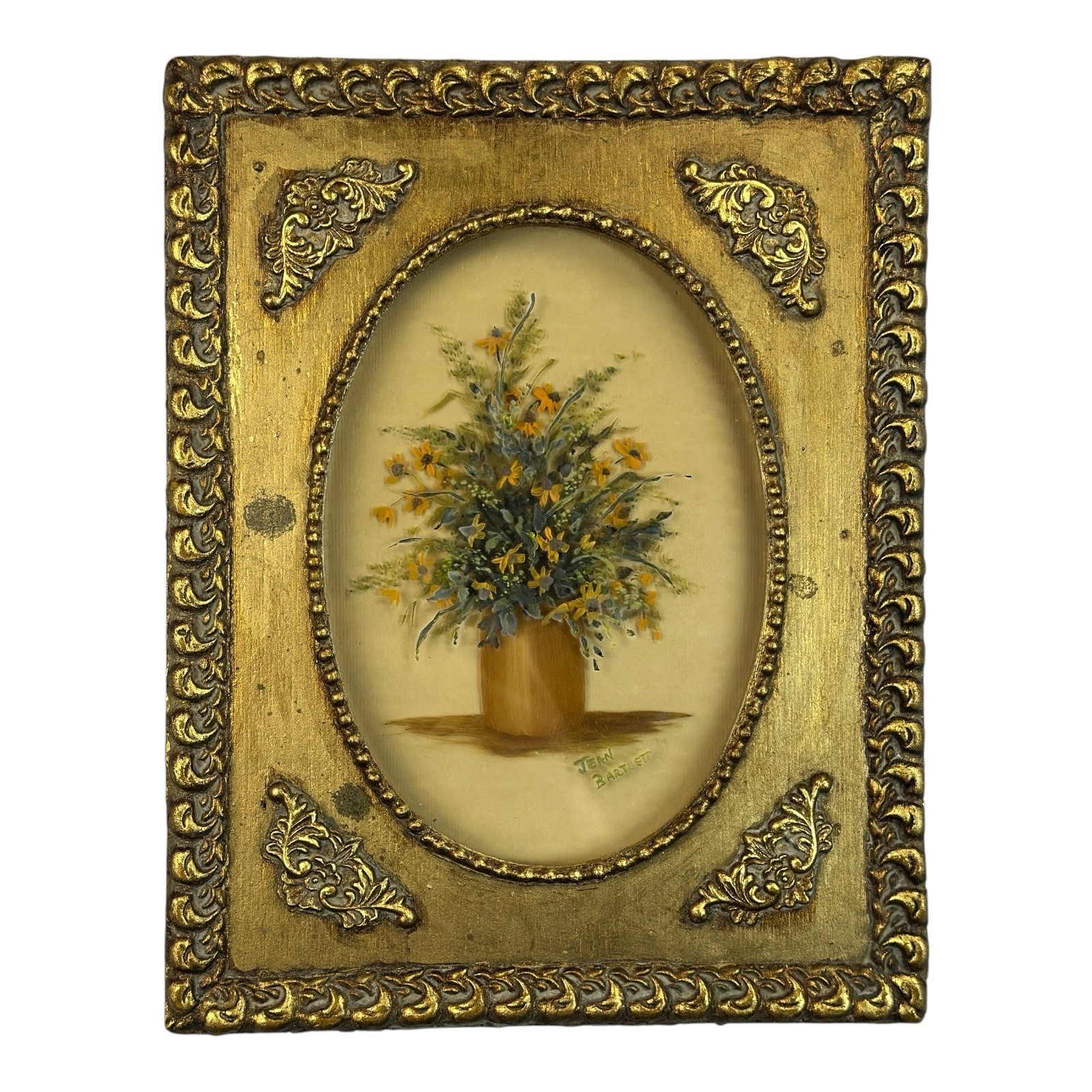 SET ORIGINAL SIGNED Jean Bartlett 3D Stereographic Oil Layered Glass Wood Frame