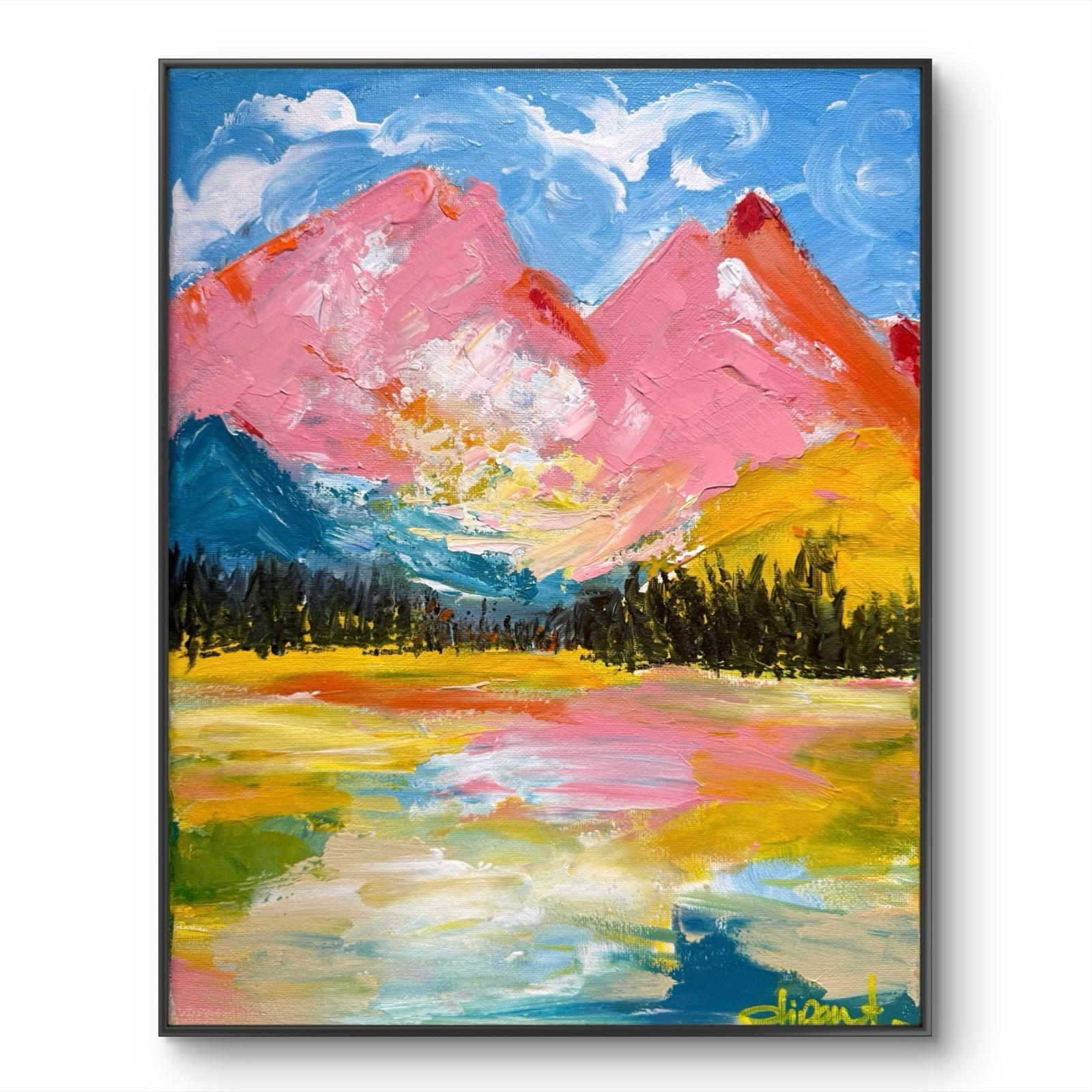 Original Art Colorful Landscape 11×14 Canvas Expressionism Painting Fine Art