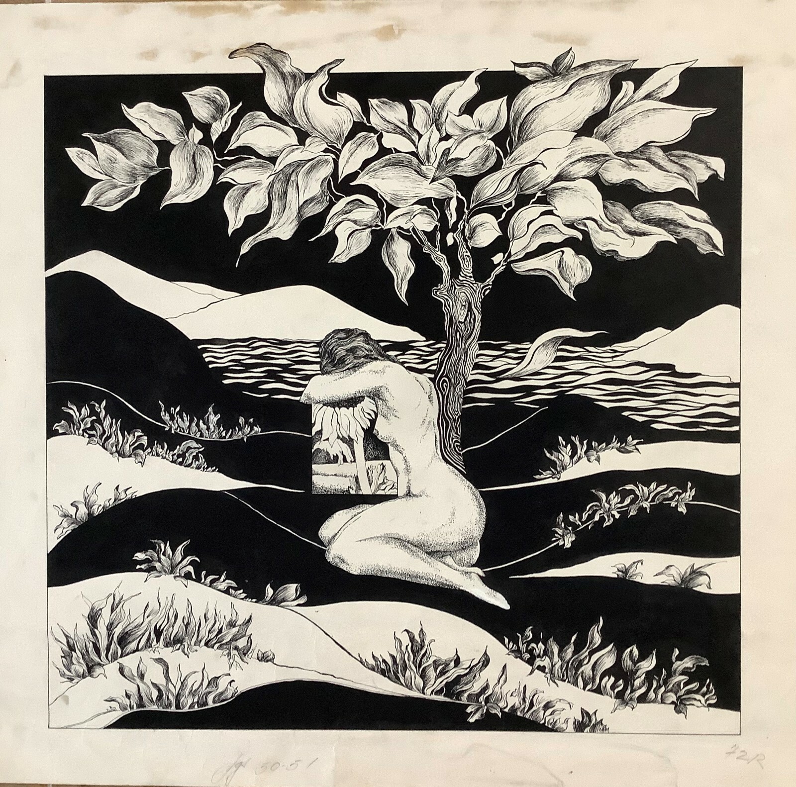 Maggie Hollands. Untitled, ca 1972. Original art. Ink on cardboard.
