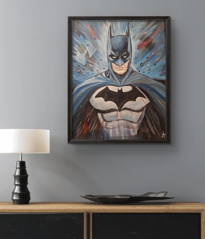 Batman In Action Stretched Canvas 8×10 Painting